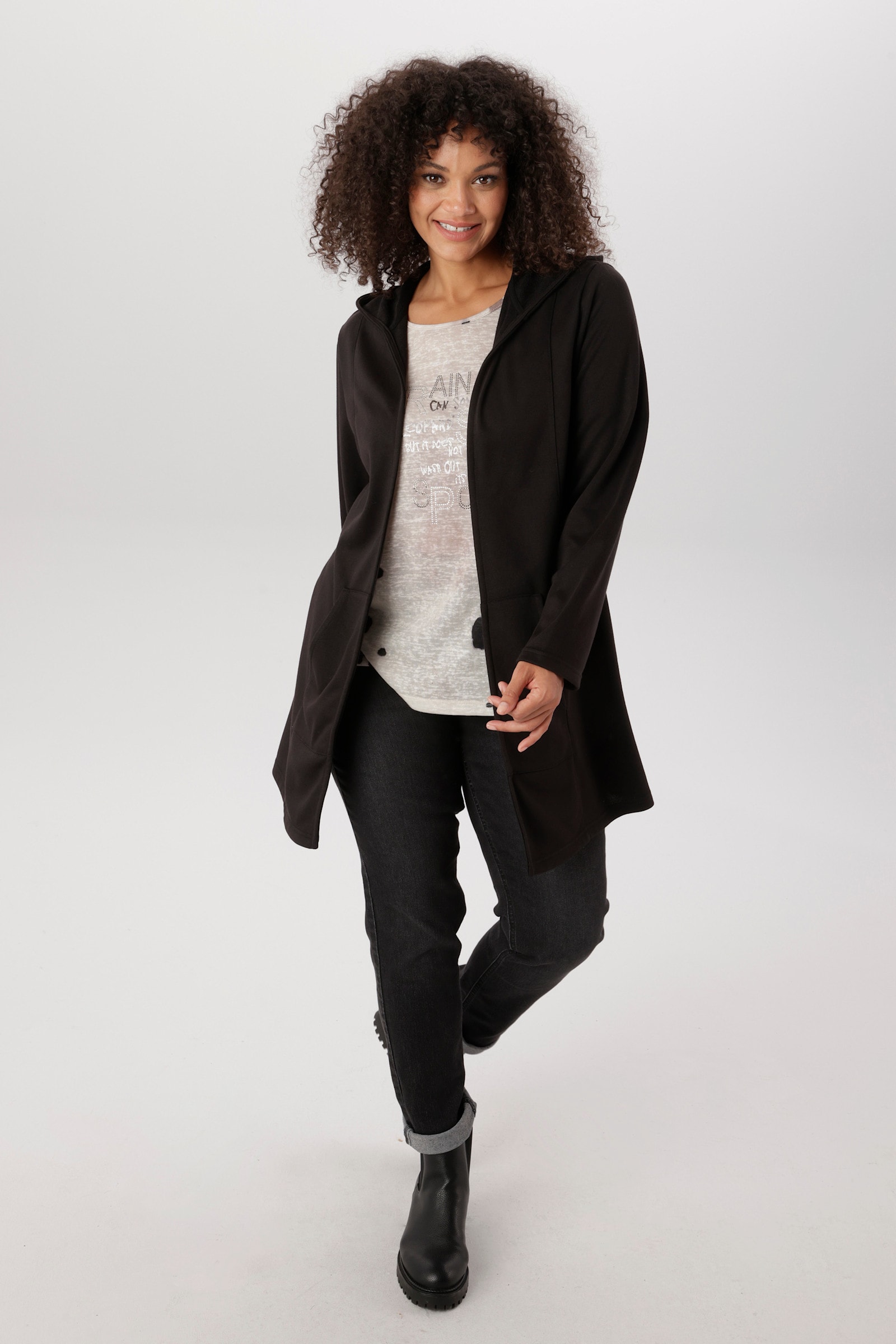 Aniston PLUS Sweatjacke - schwarz