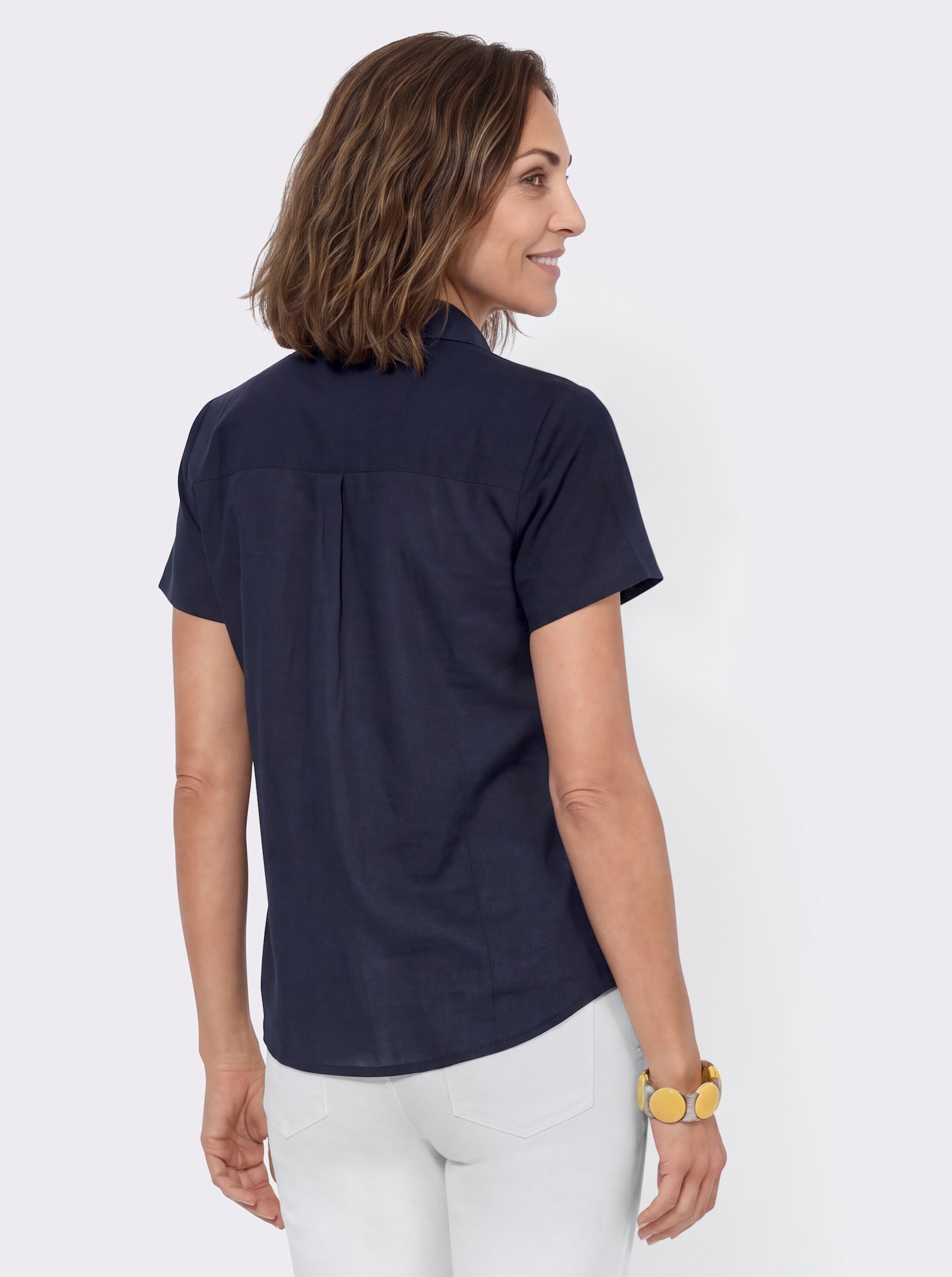 Hemdbluse mit Knopfleiste - marine
