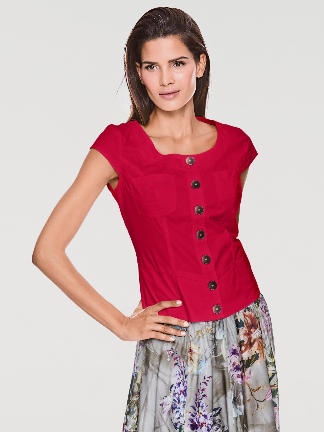 Ashley Brooke Schößchenbluse - rot