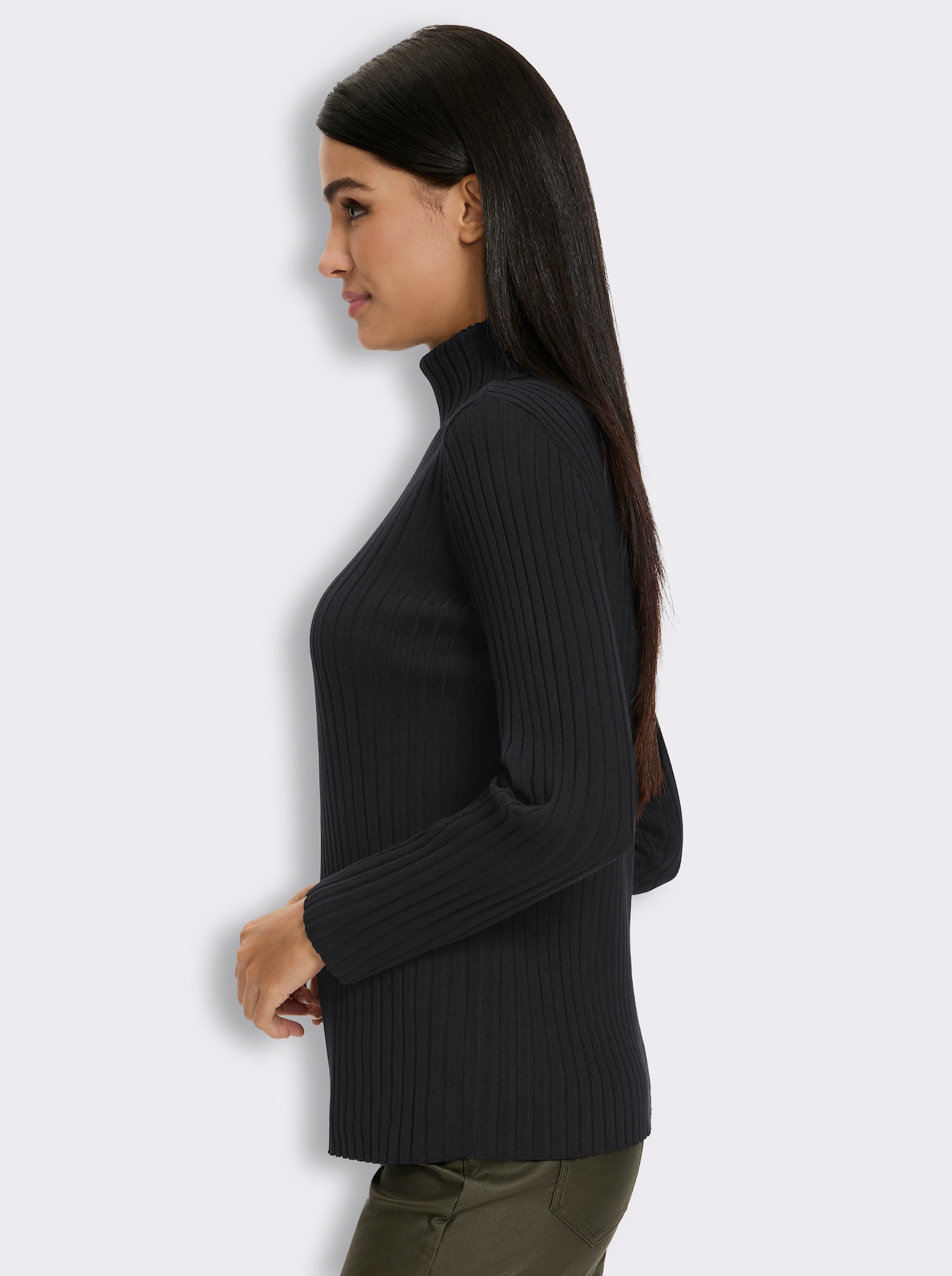 heine Feinstrickpullover mit Rollkragen - schwarz