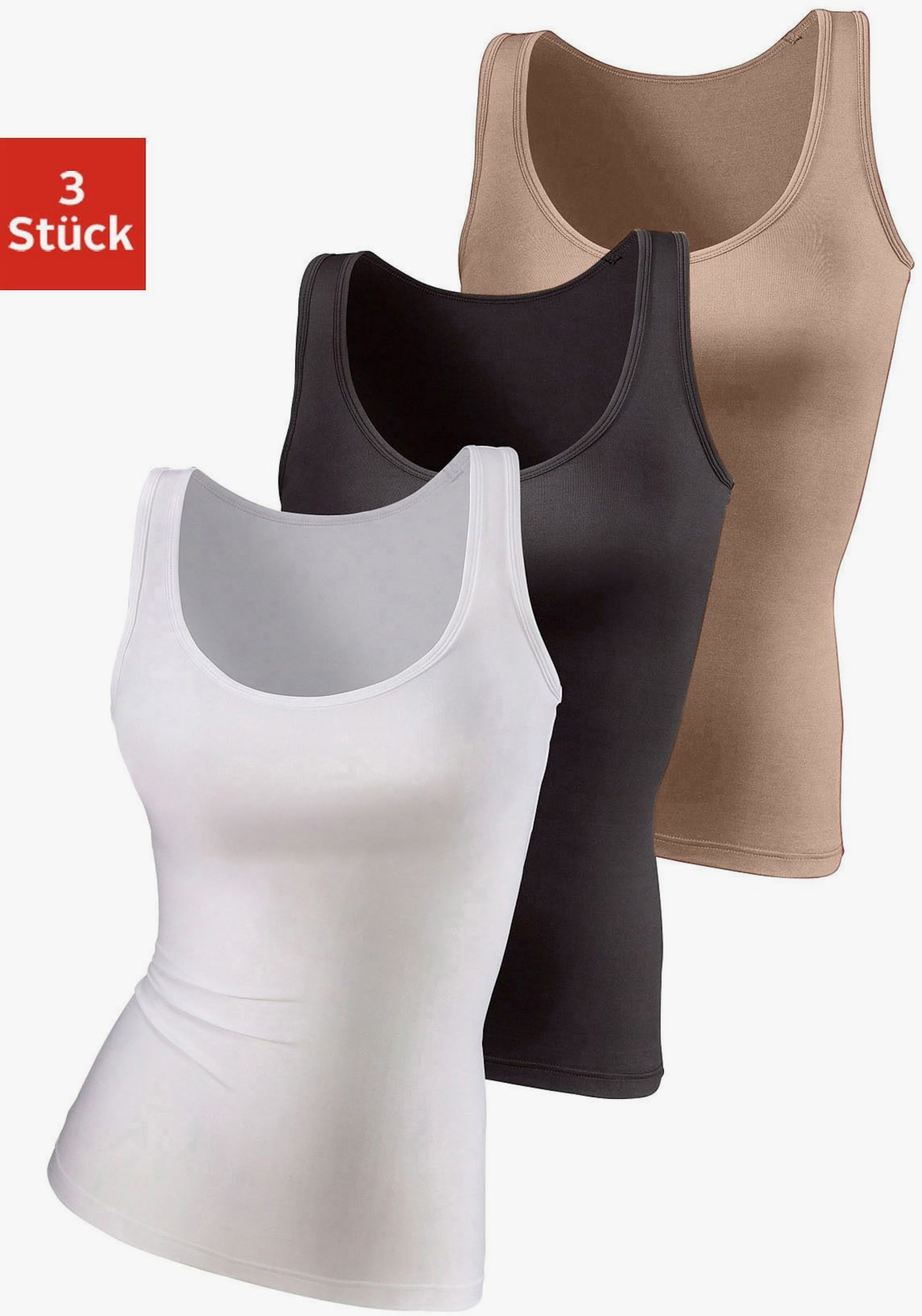 vivance active Unterhemd - beige, schwarz, weiß