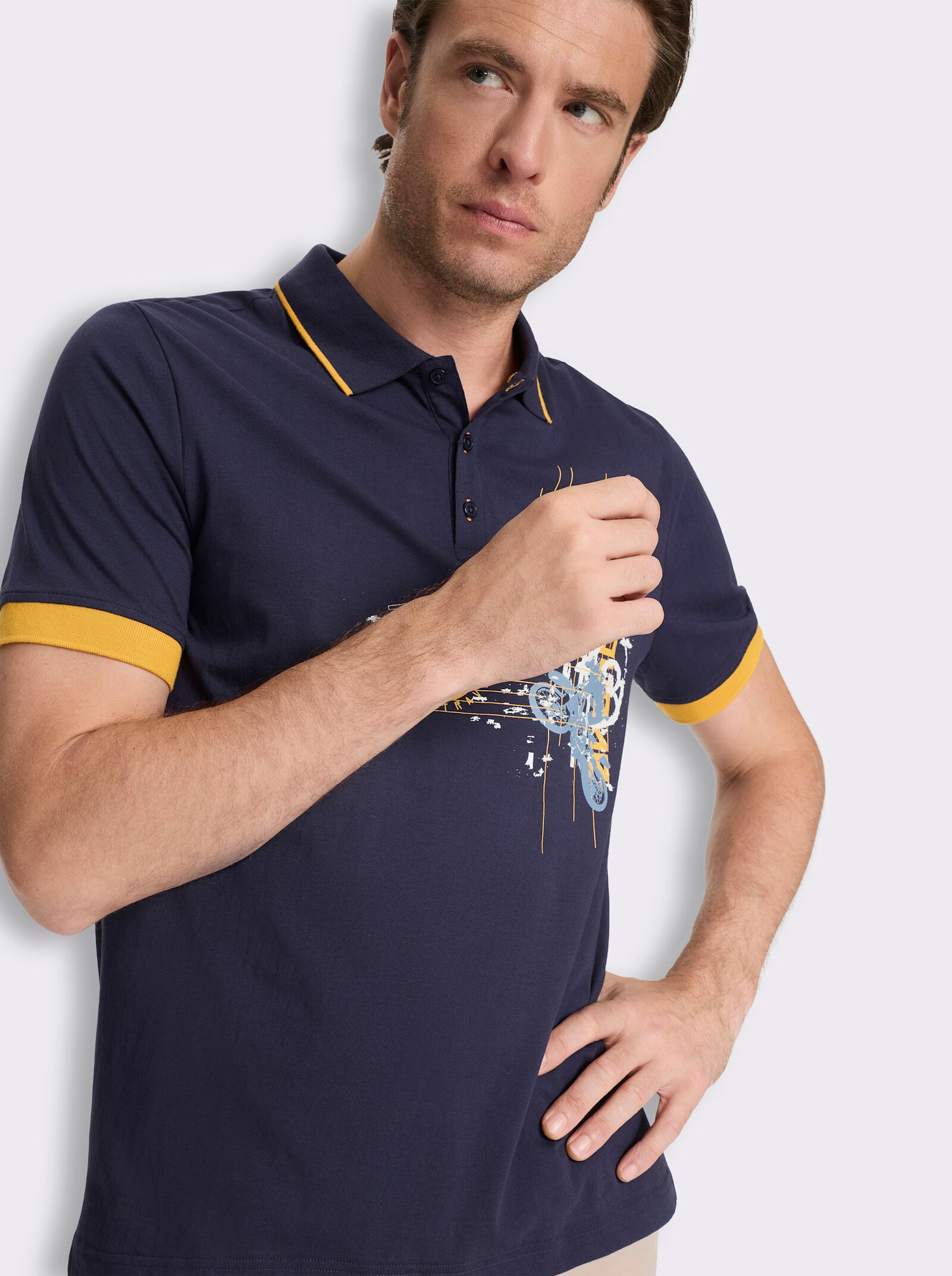 Poloshirt mit Print - marine-bedruckt