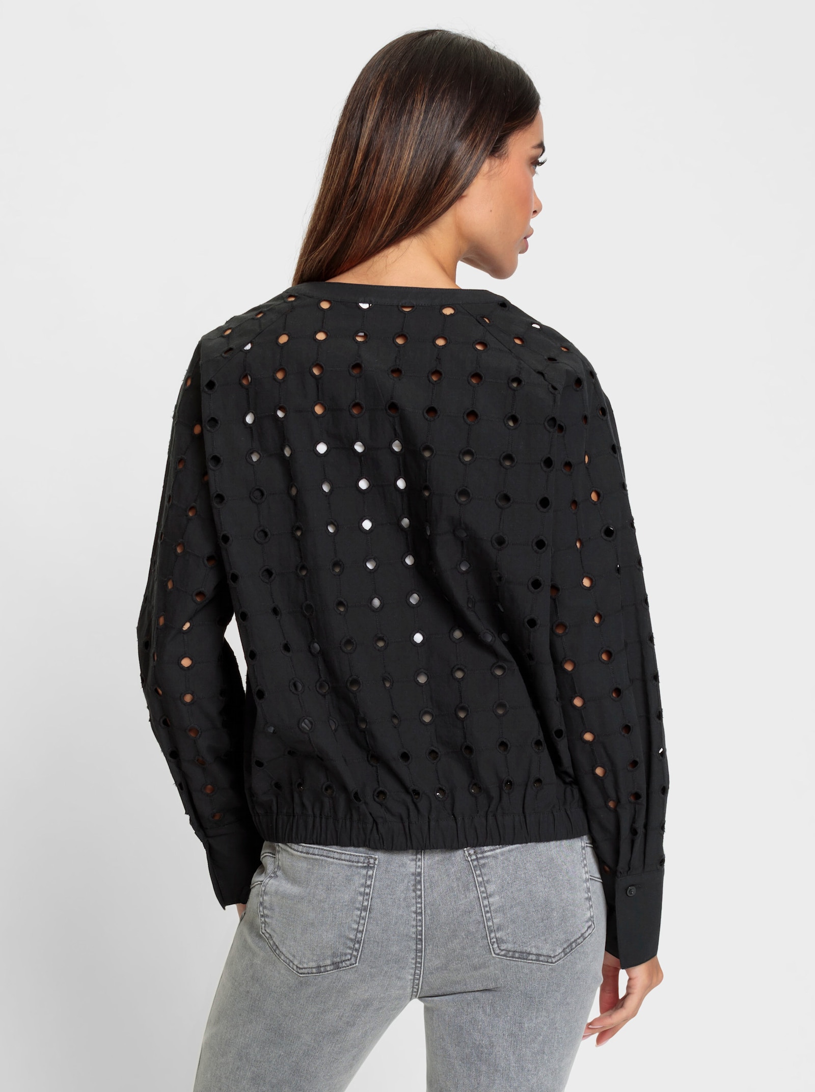 heine Blouson mit transparenter Lochstickerei - schwarz