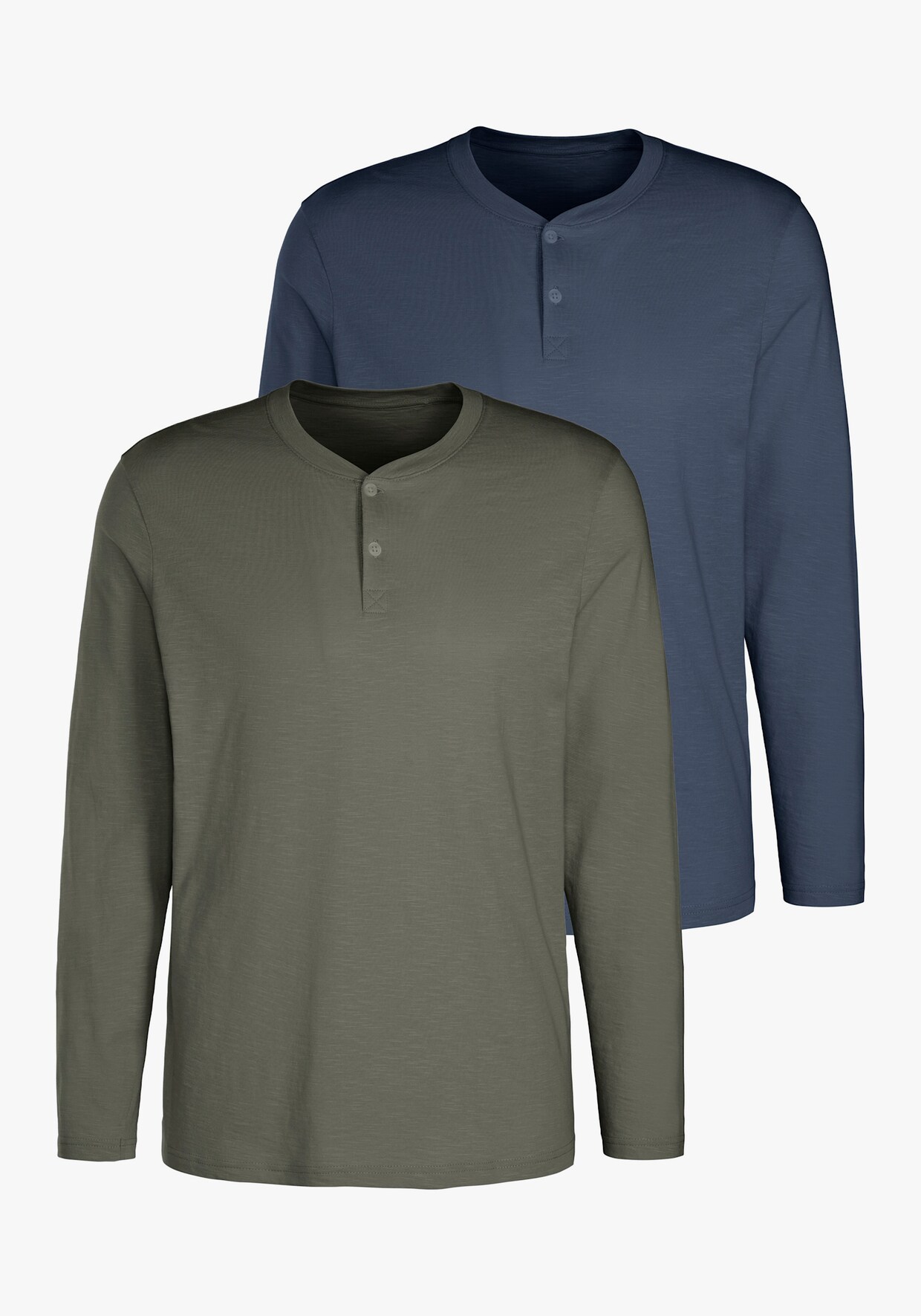 H.I.S Shirt met lange mouwen - kaki/blauw