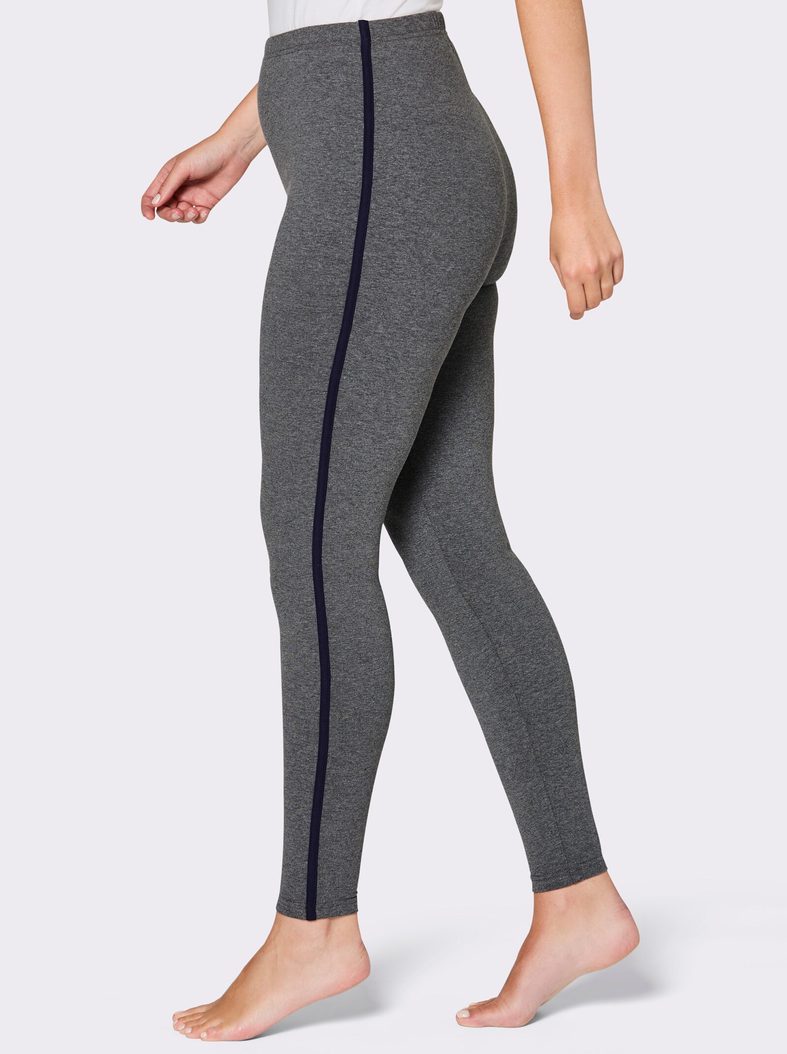 feel good Leggings mit seitlicher Paspel - marine + anthrazit-meliert
