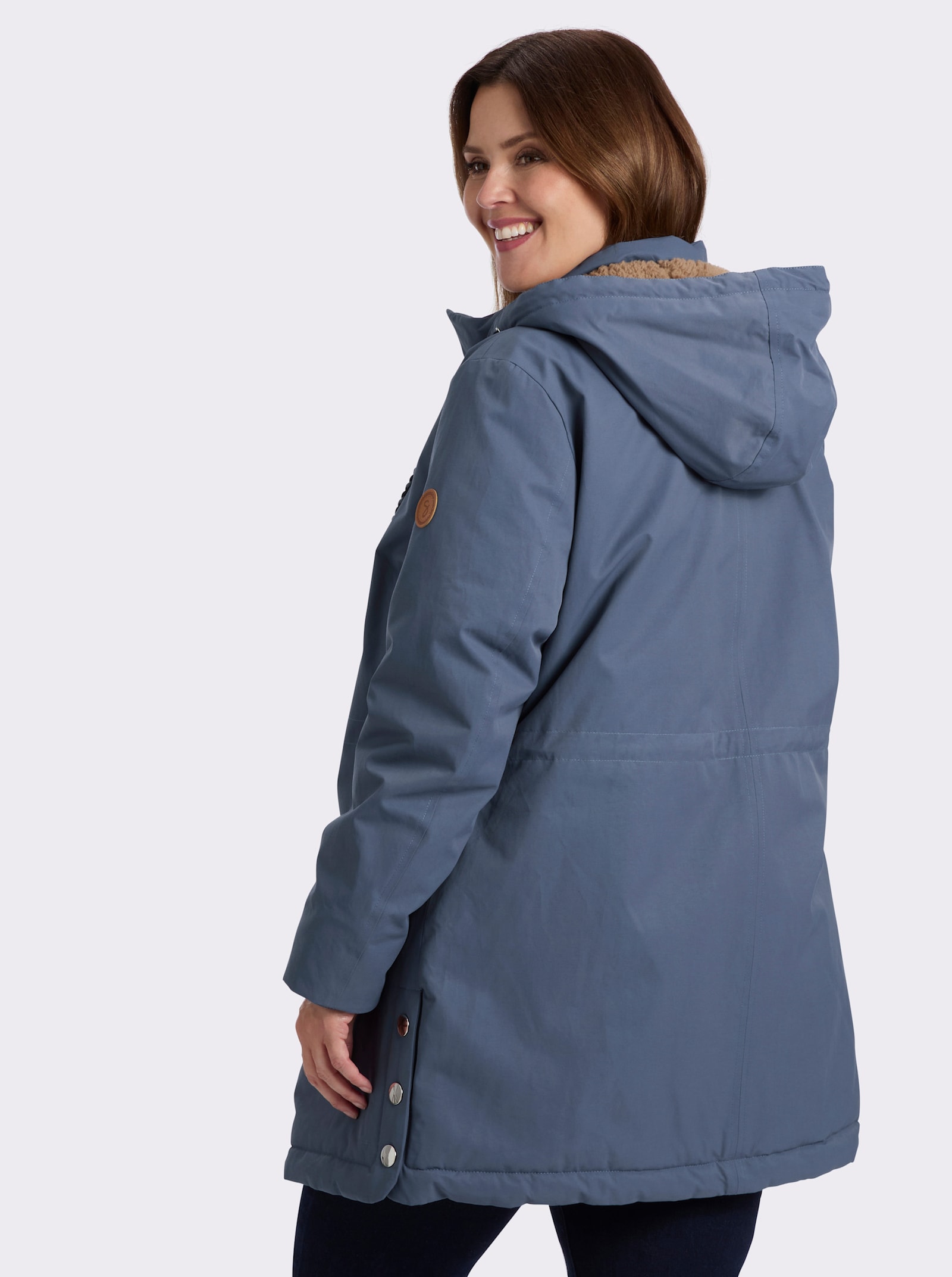 sheego Parka mit kuscheligem Teddyfutter - rauchblau