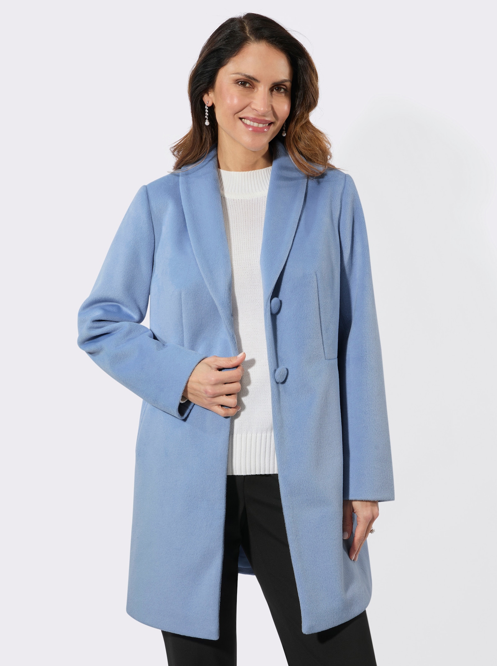 Longjacke mit Reverskragen - bleu