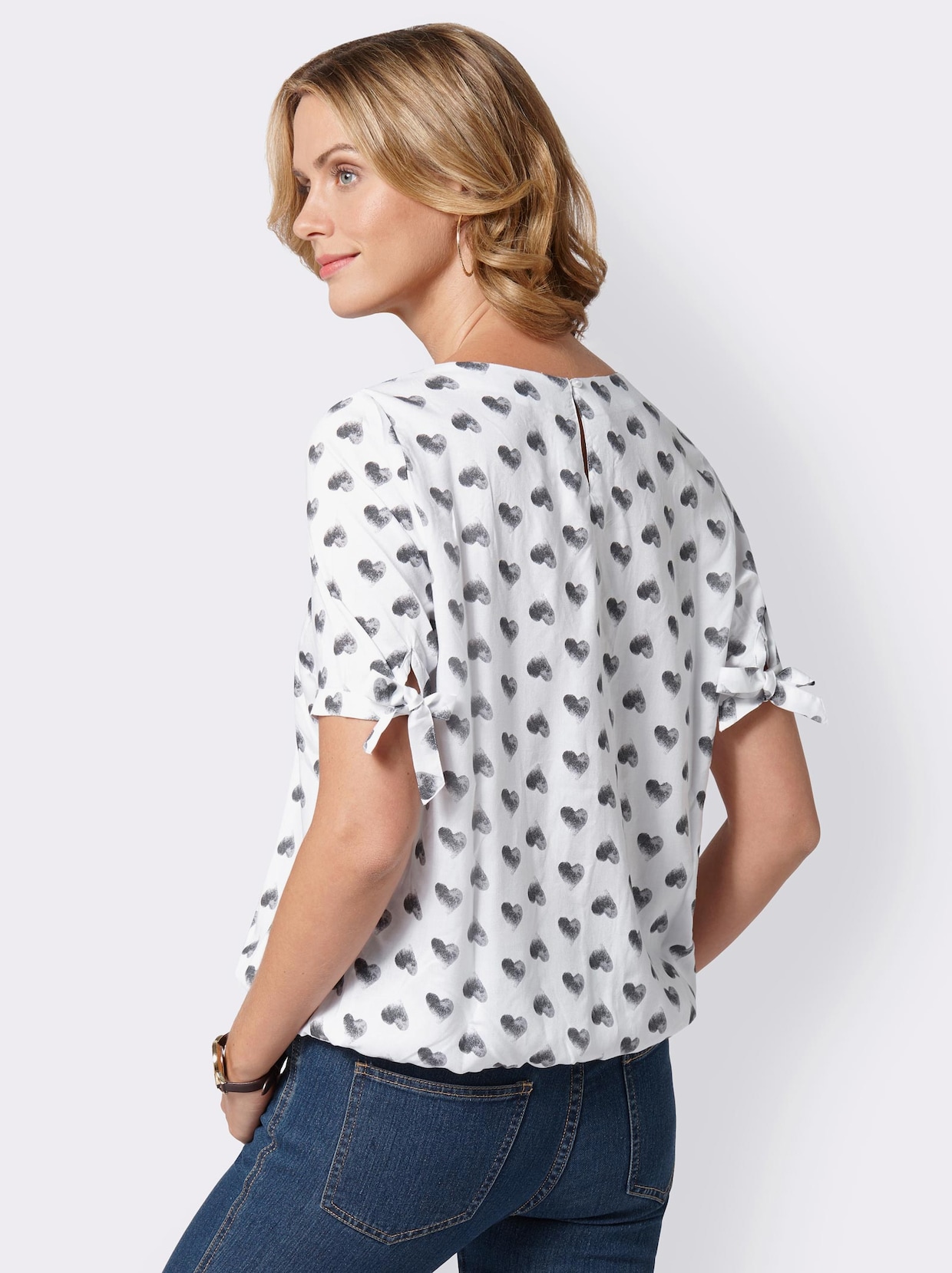 Comfortabele blouse - wit/grijs