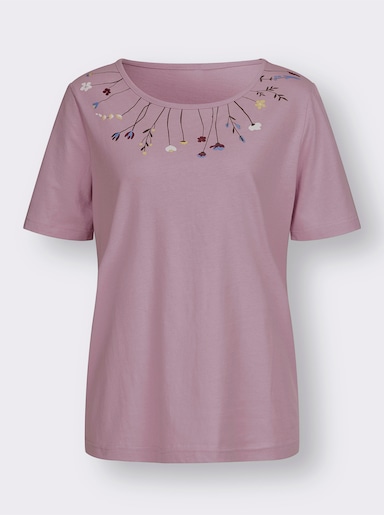 Rundhalsshirt - mauve-himmelblau