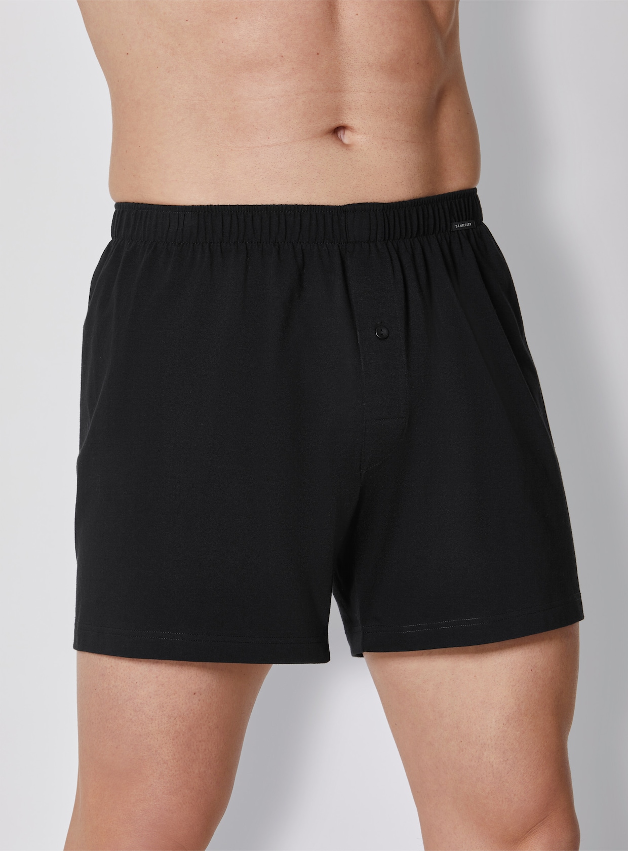 Schiesser Boxershorts - schwarz + grau-meliert