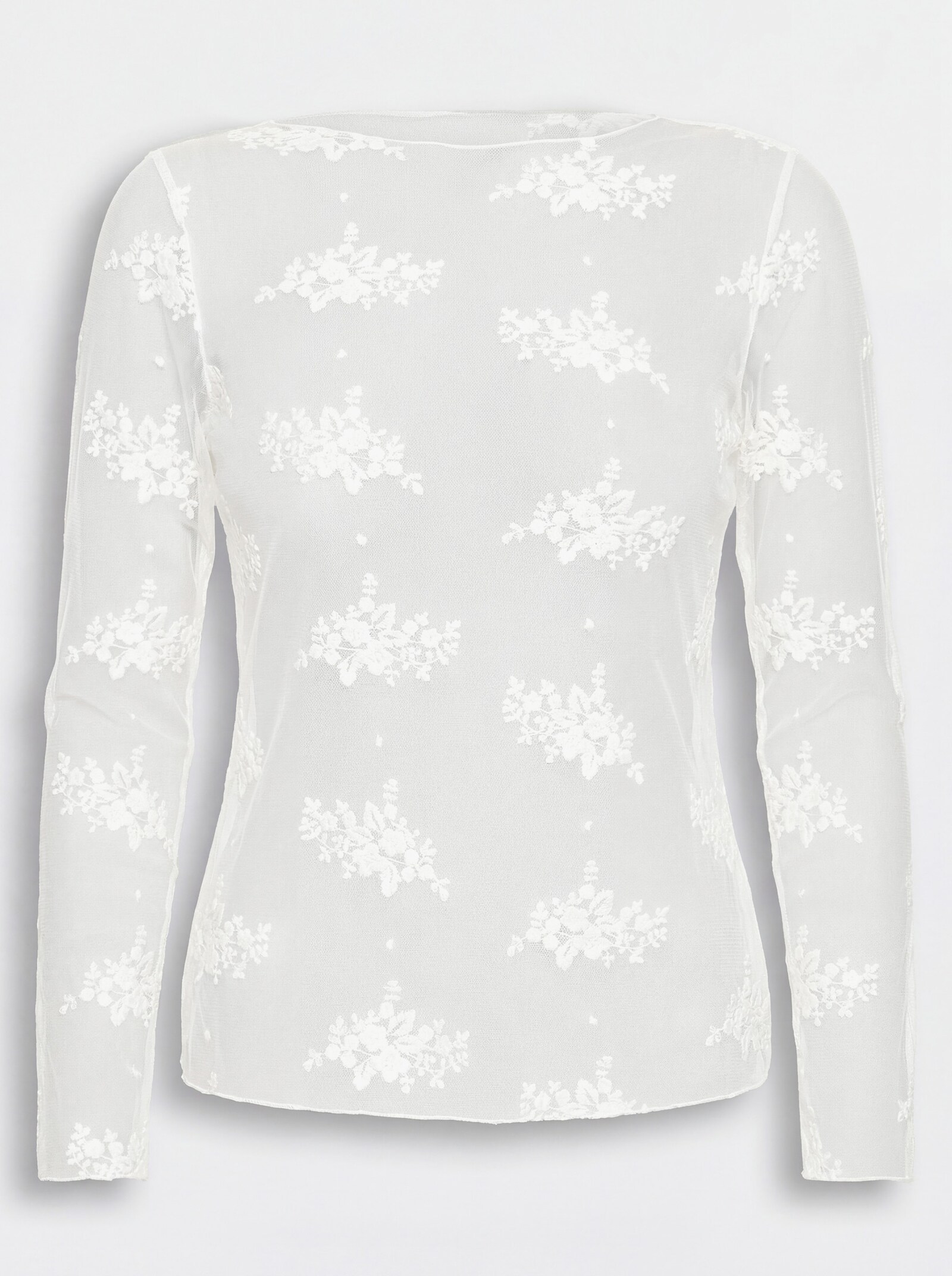 heine Spitzenshirt mit U-Boot-Ausschnitt - ecru-gemustert