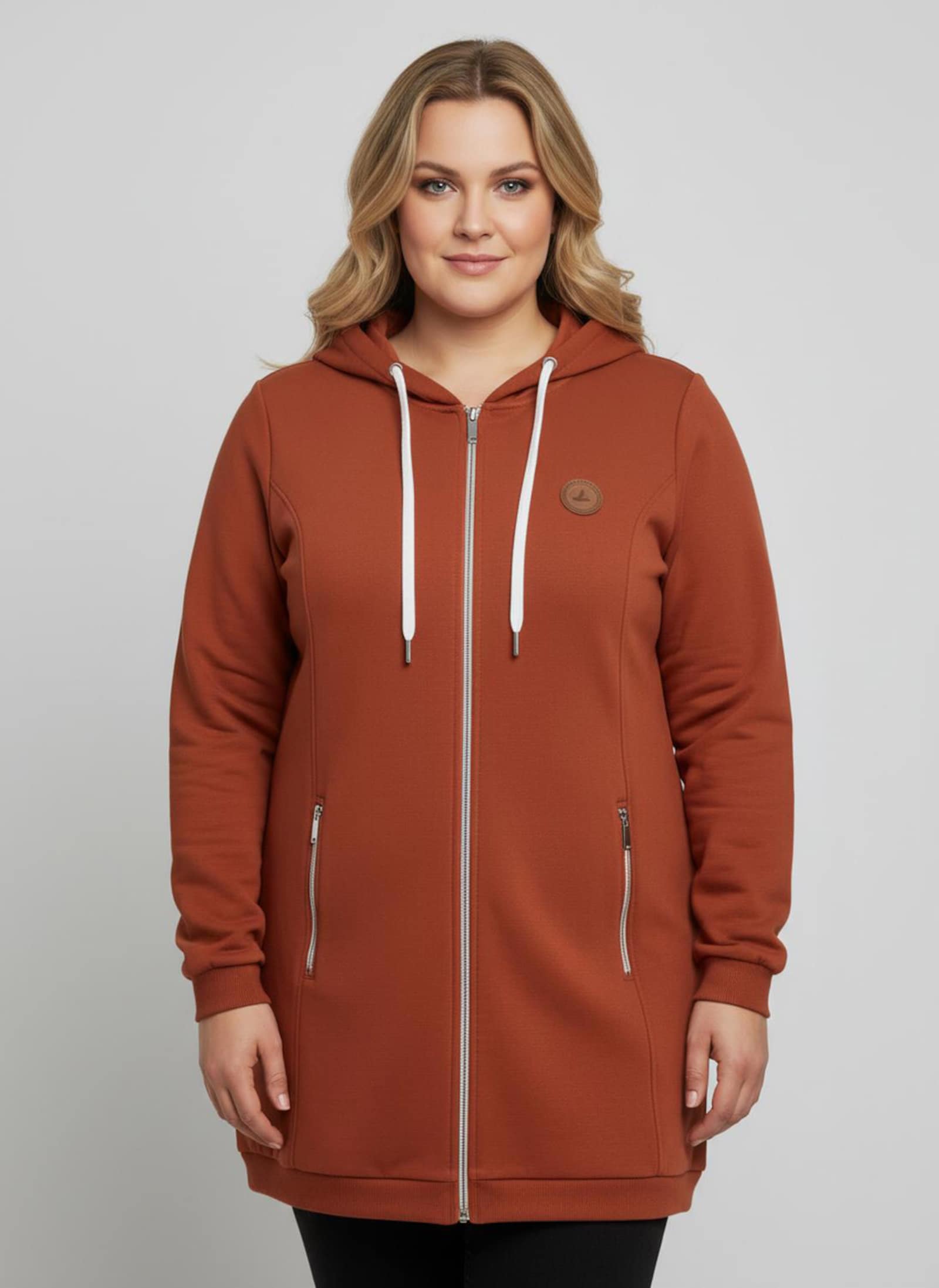 Sweatjacke in weich angerauter Qualität - rostrot