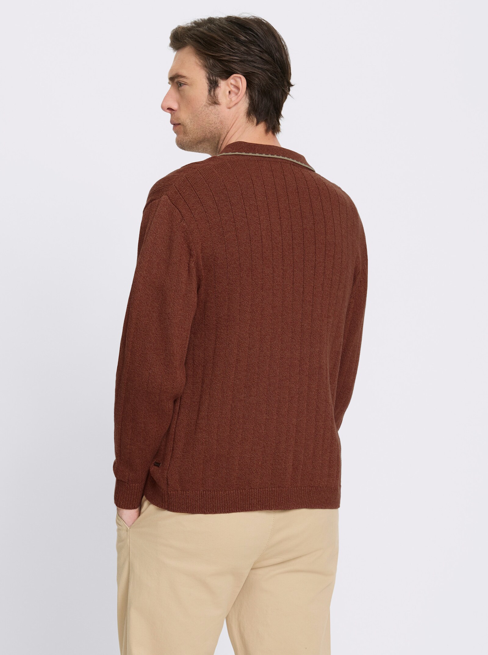 Marco Donati Strickjacke mit Ripp-Muster, 50% Baumwolle - rostrot-meliert