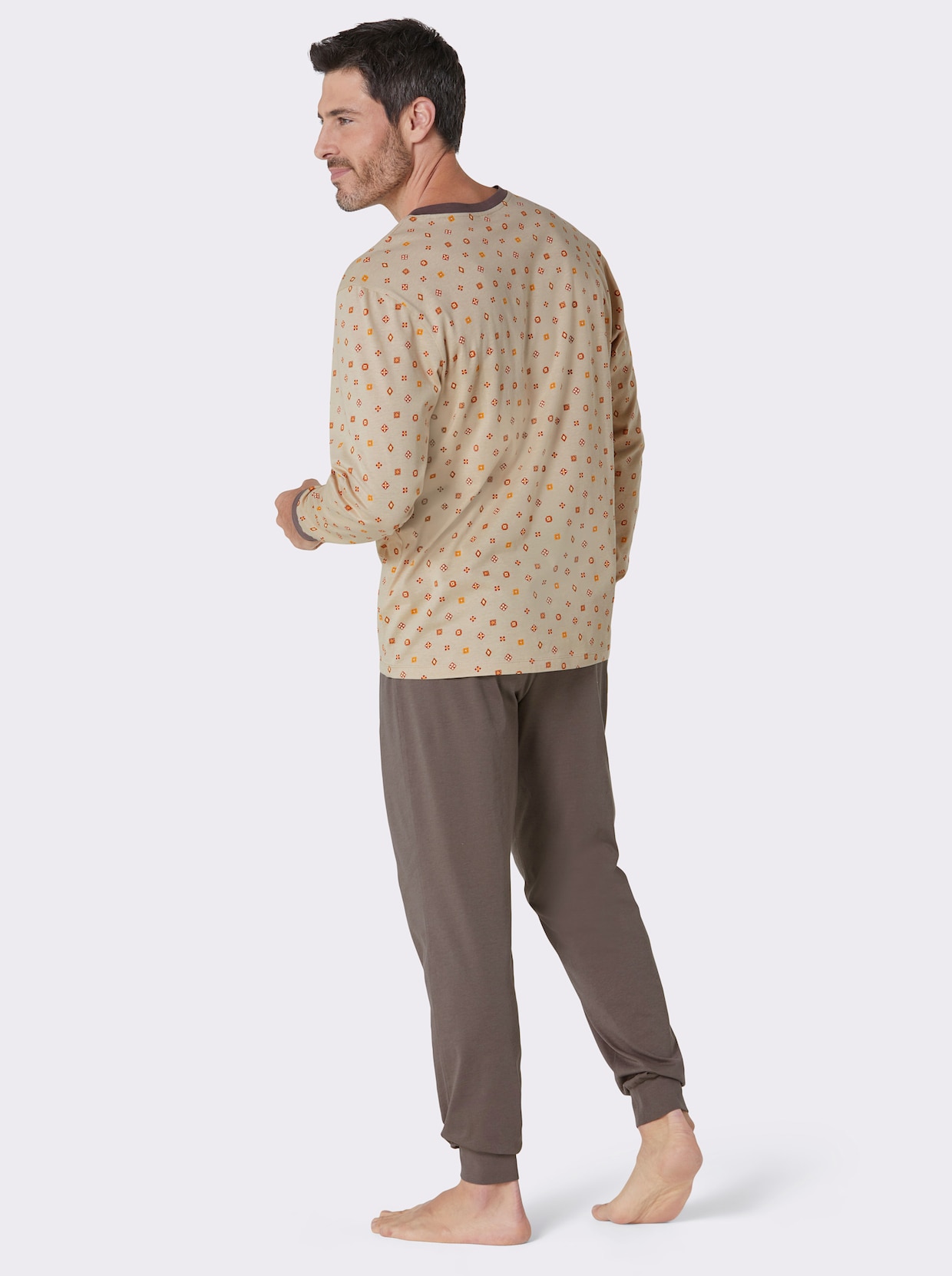 KINGsCLUB Pyjama's - beige gedessineerd + rietgroen gedessineerd