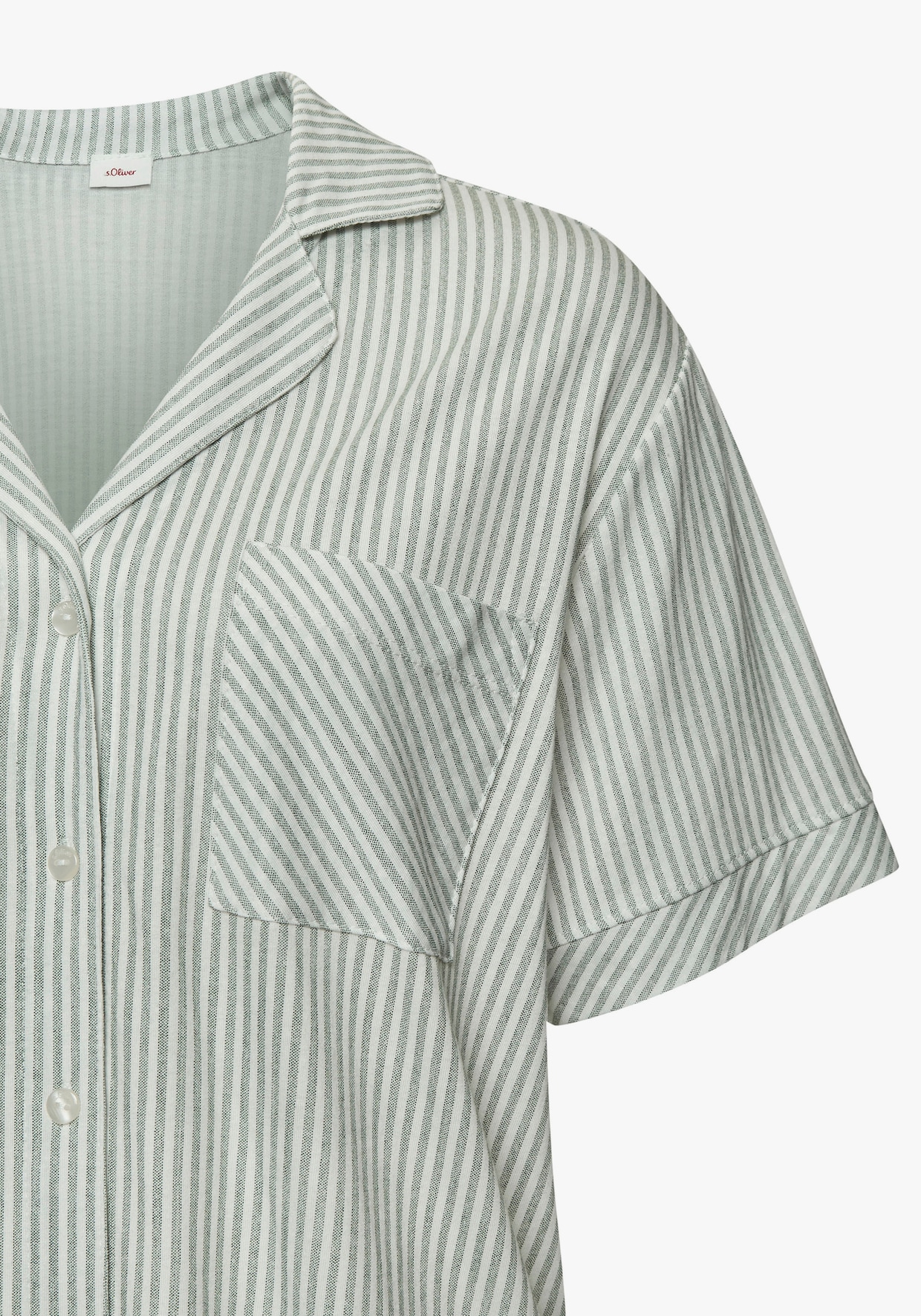 s.Oliver Haut de pyjama - vert foncé à rayures