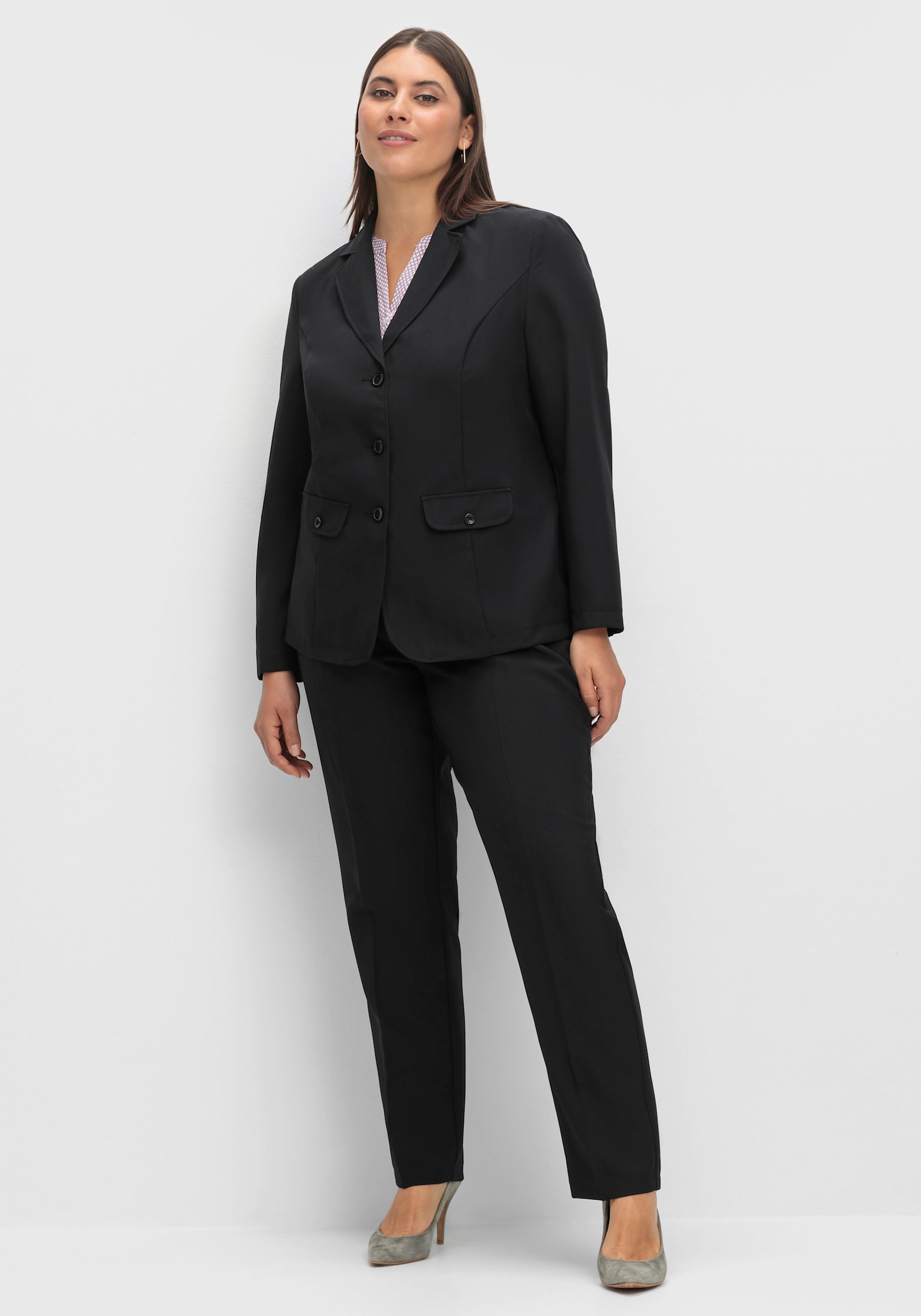 Bügelfaltenhose mit Rundum-Dehnbund - schwarz