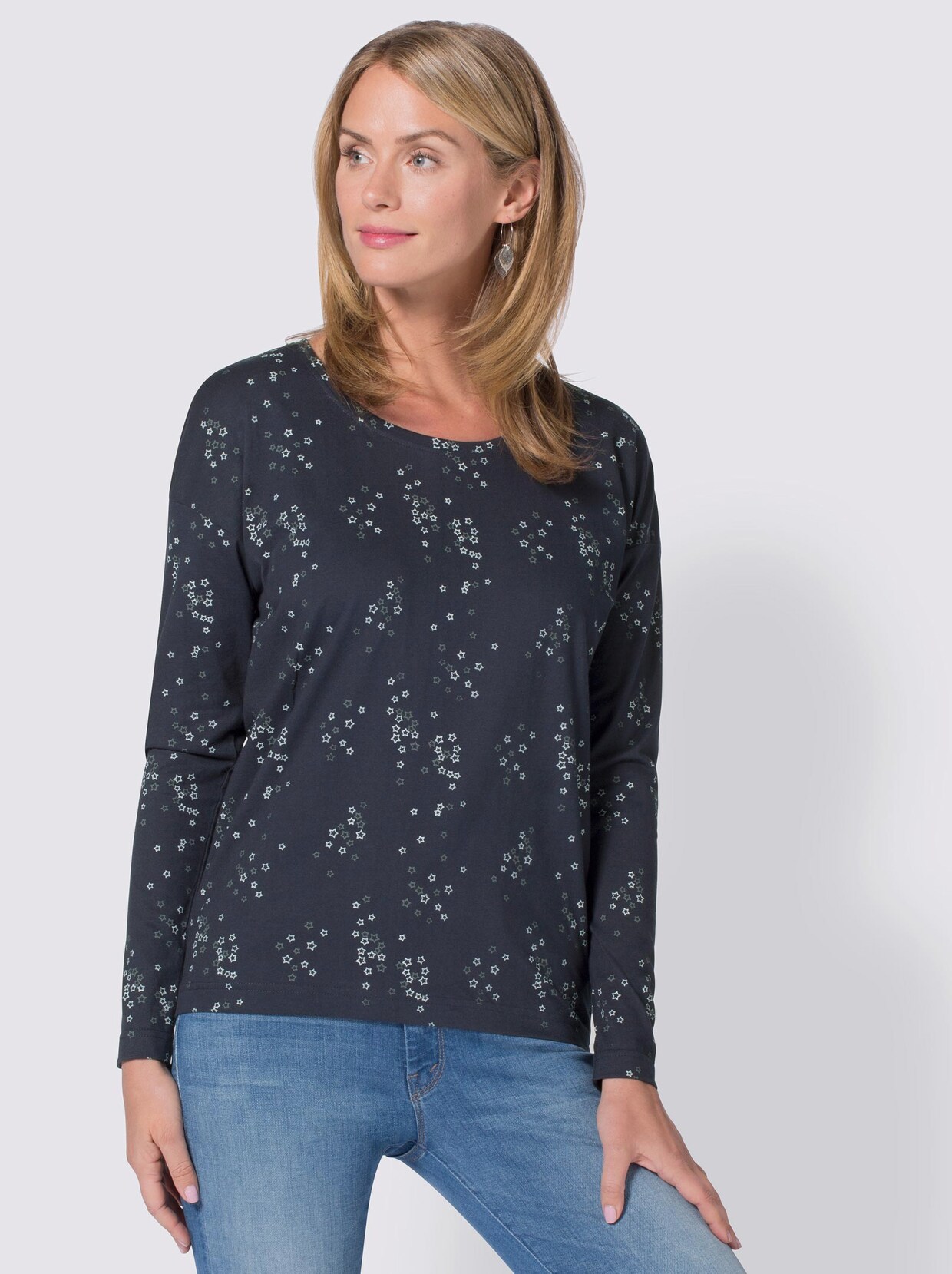 Print-Shirt - marine-bedruckt