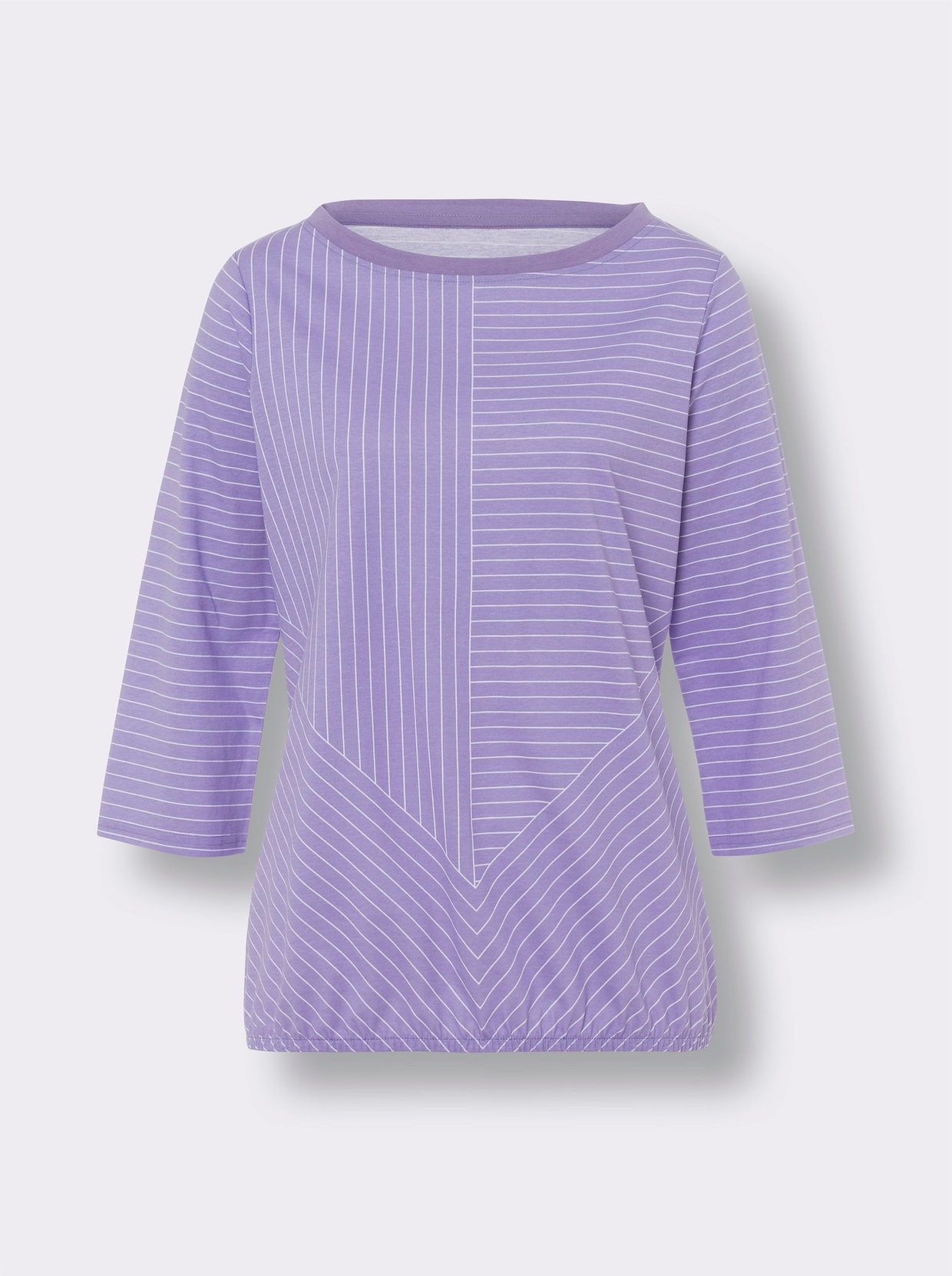 3/4-Arm-Shirt - lavendel-weiß-bedruckt