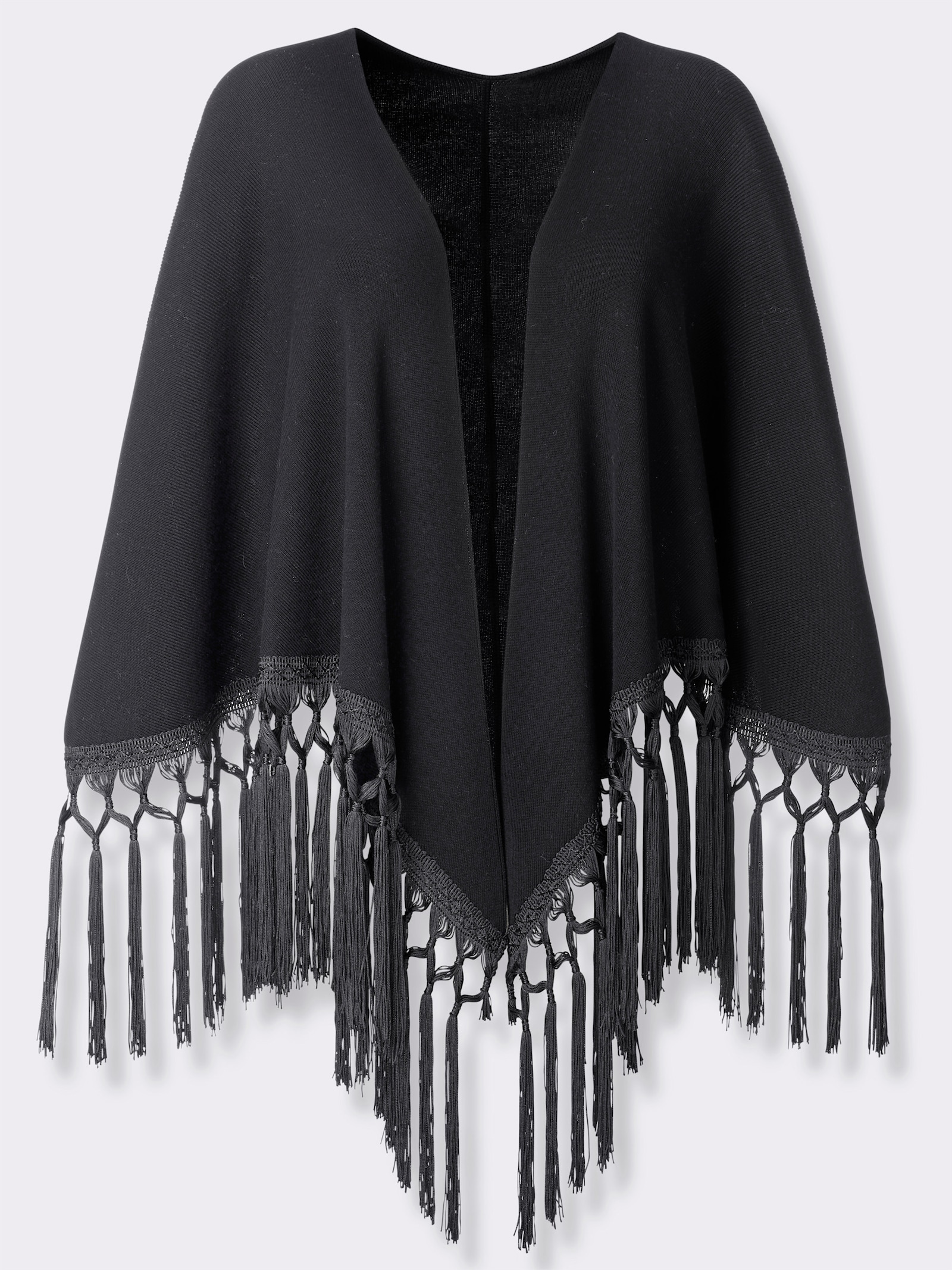 heine Cape avec franges - noir