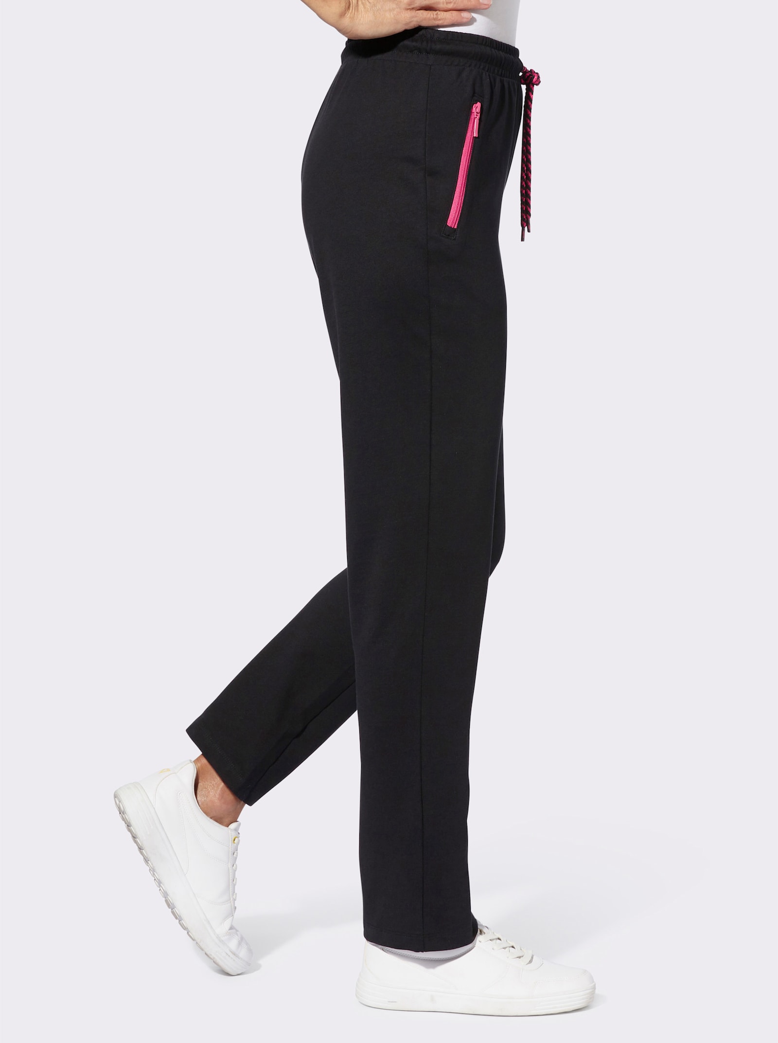 Kalhoty pro volný čas s tunýlkem - černá-pink