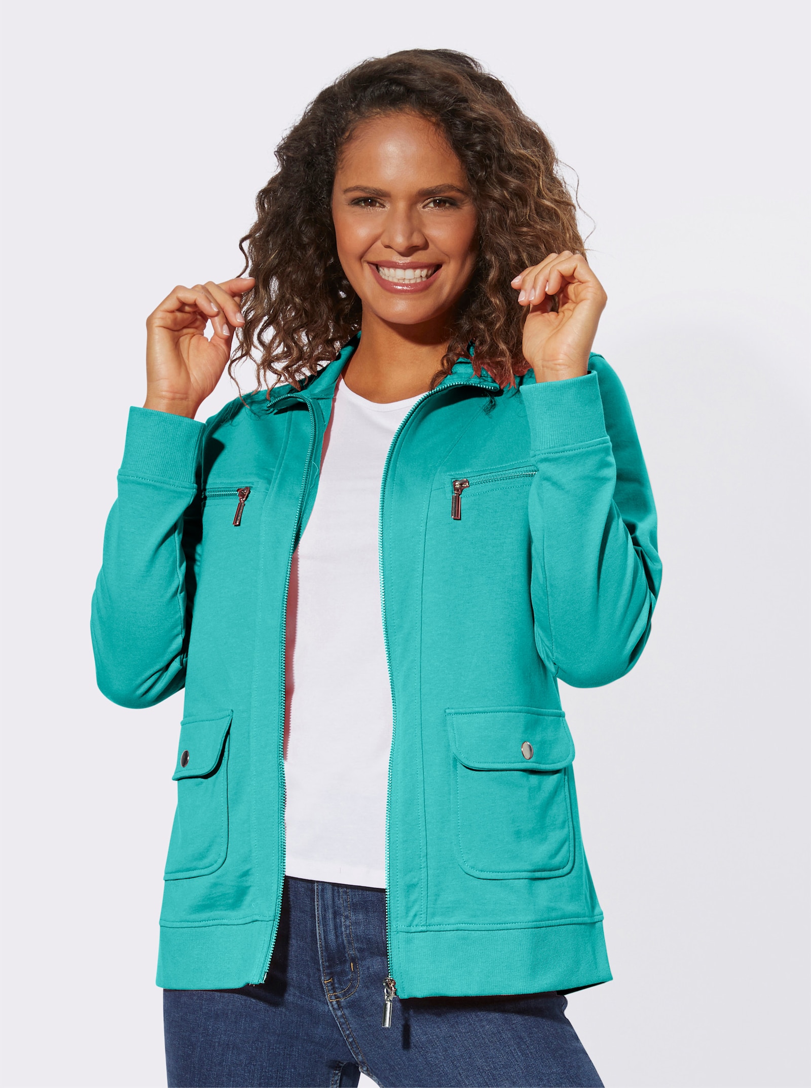 Shirtjasje van puur katoen - aqua