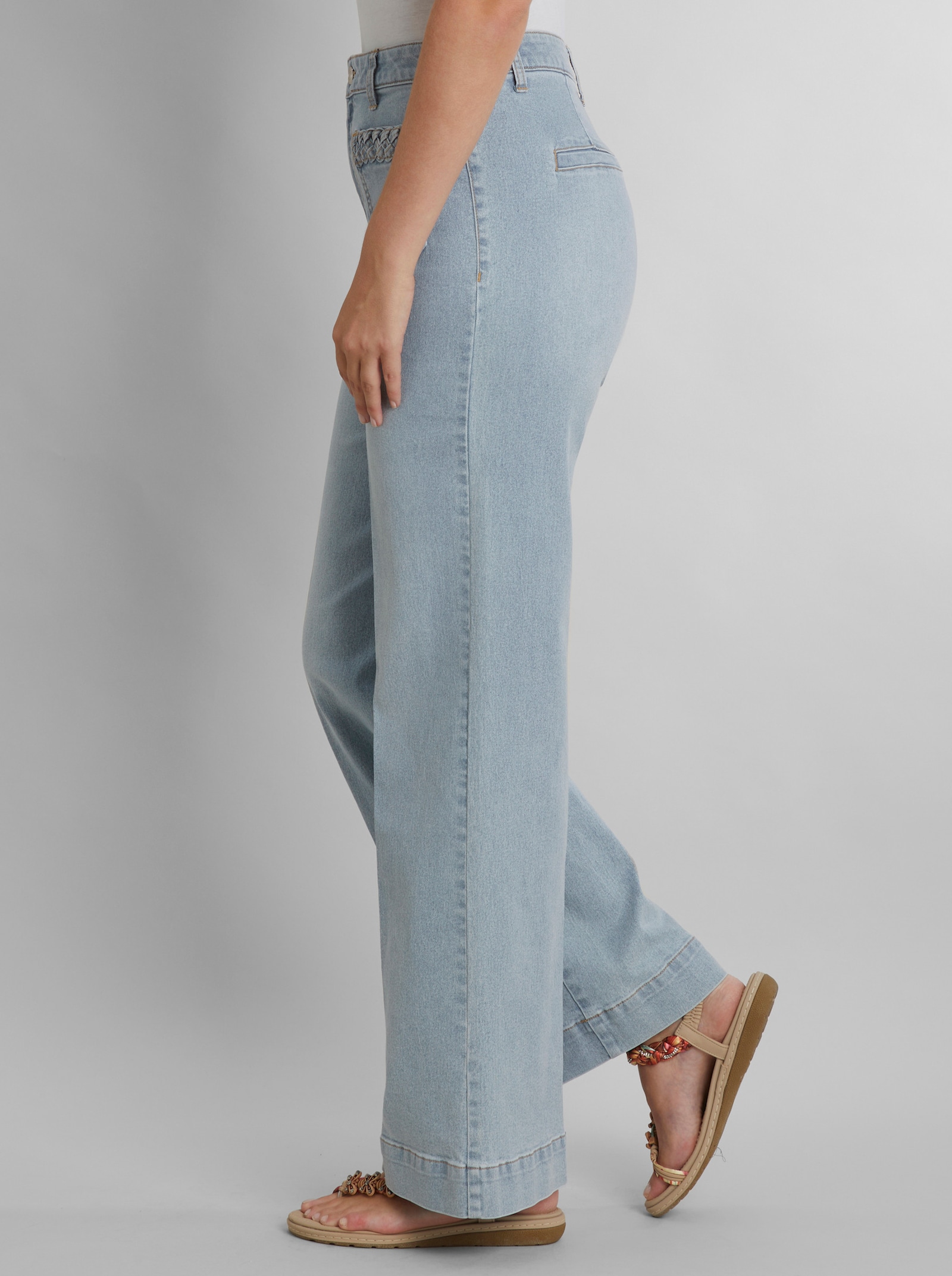 heine Jeans mit Flecht-Details - blue-bleached