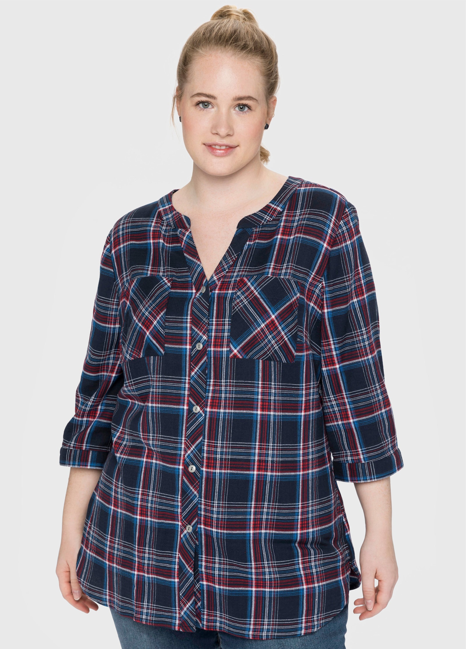 sheego Karobluse mit 3/4-Ärmeln - nachtblau