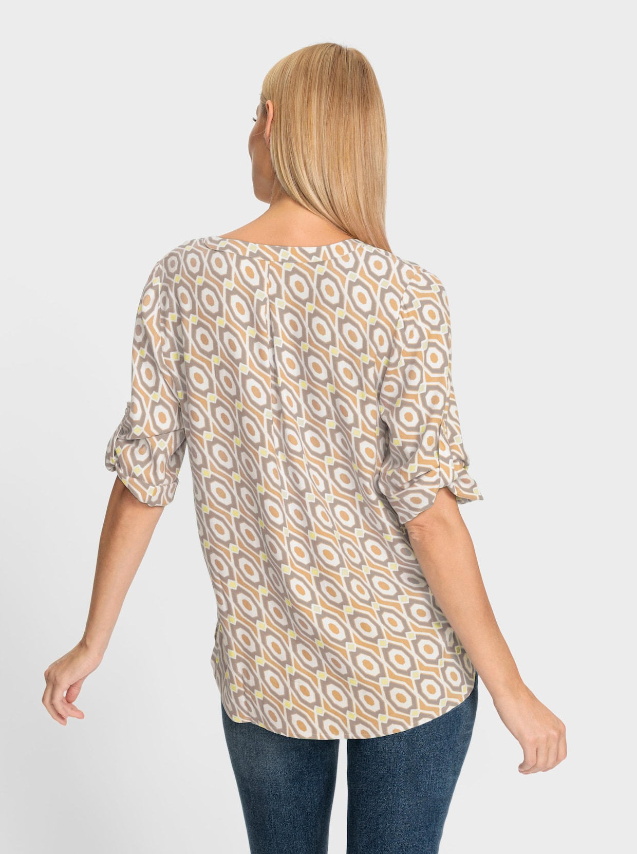heine Schlupf-Bluse - ecru-sesam-bedruckt