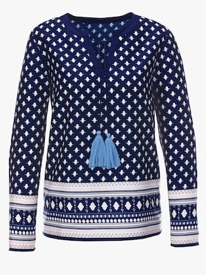 Bluse - nachtblau-bedruckt
