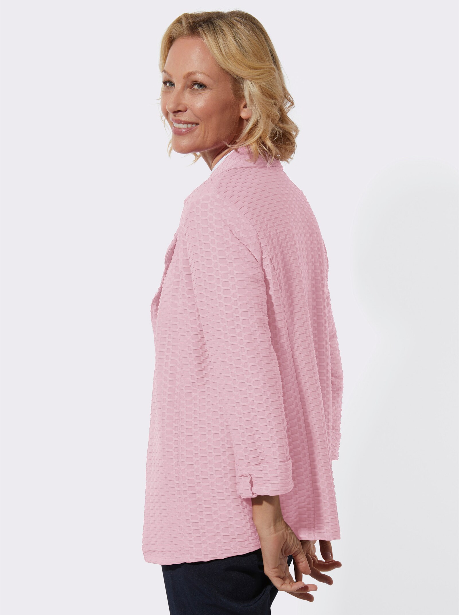 Shirtjacke in pflegeleichter Struktur-Qualität - rosé