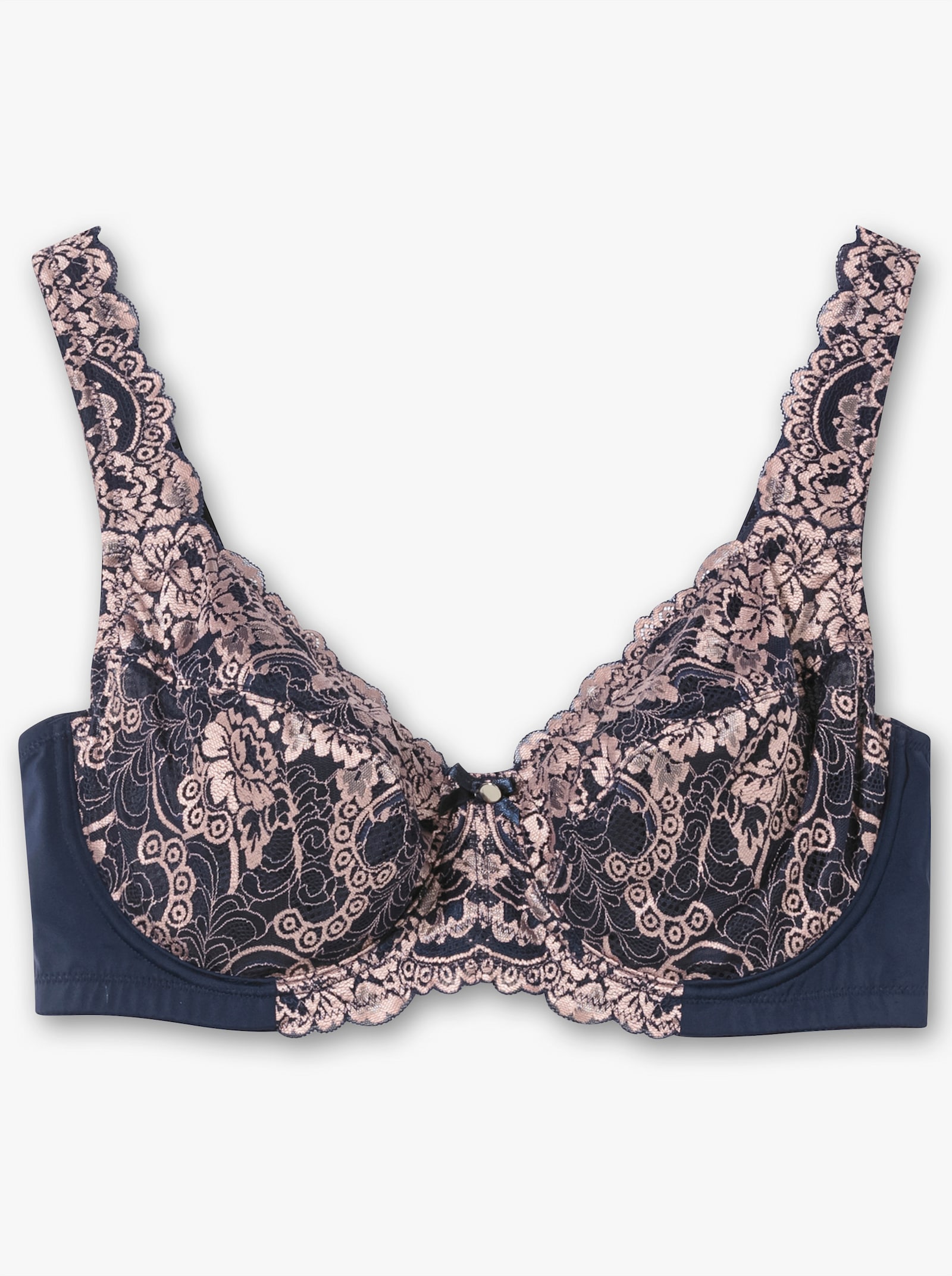 sheego Bügel-BH mit Kontrast-Spitze - marine-rosé