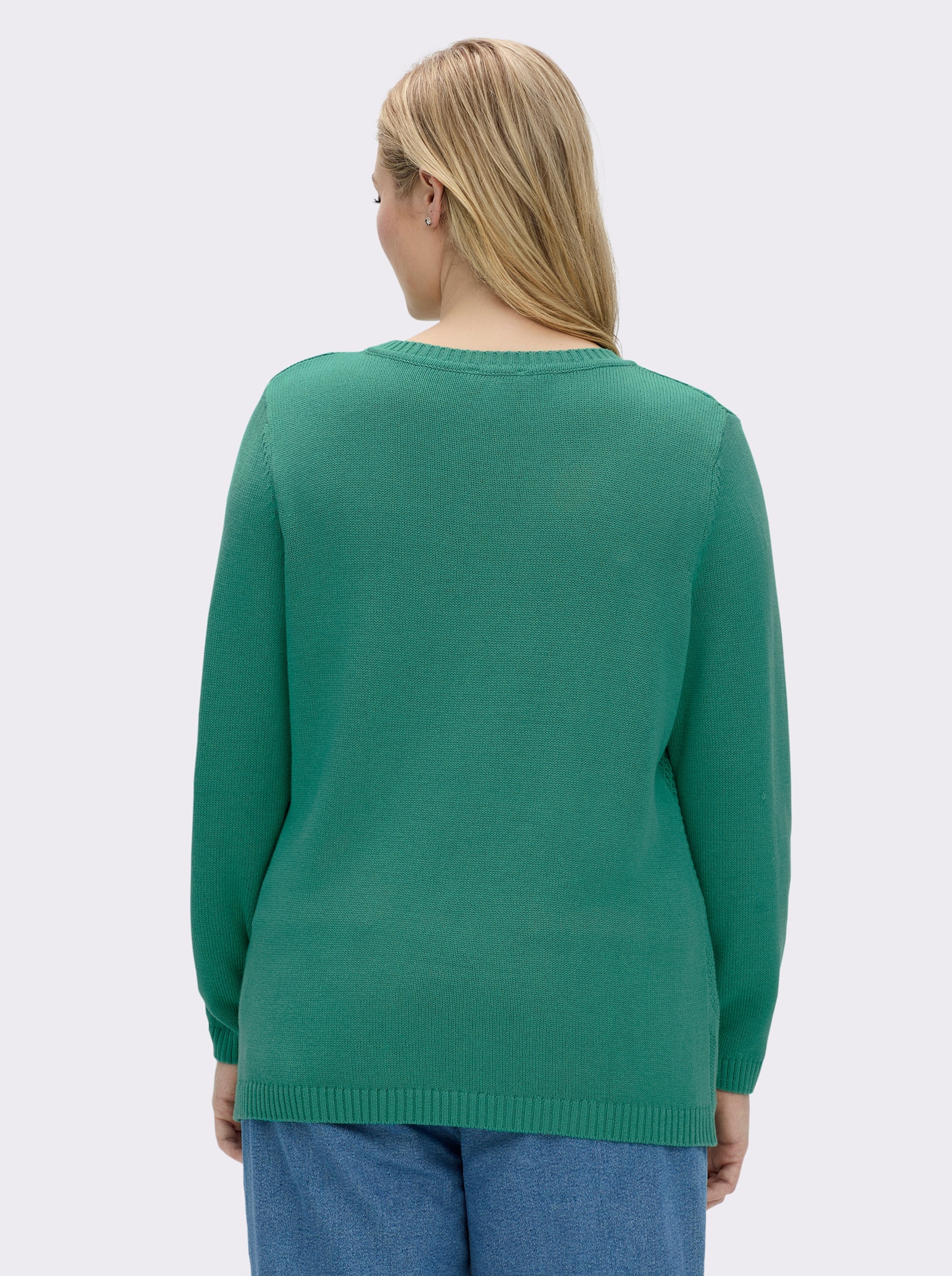Langarm-Pullover mit Metallplättchen-Applikationen - smaragd