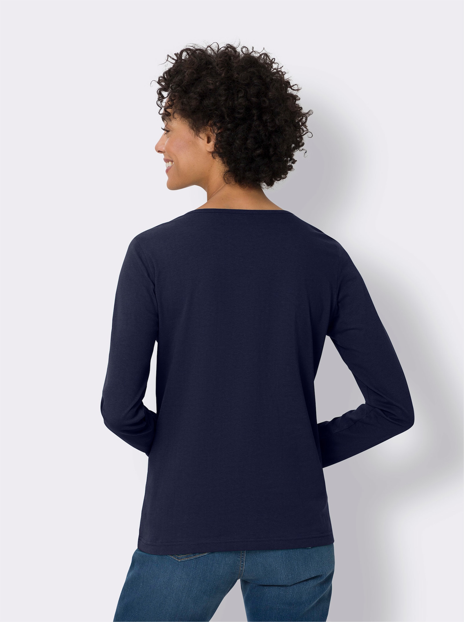 Shirt met lange mouwen en drukknopen - marine