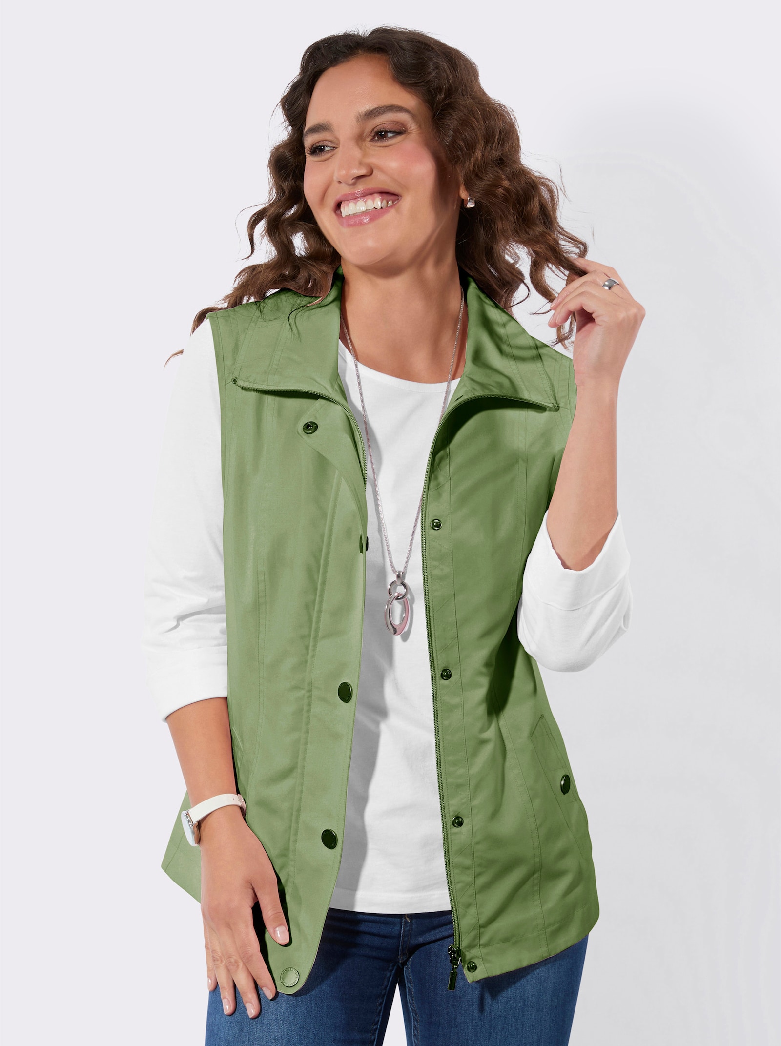 Weste mit Zick-Zack-Nähten - eucalyptus