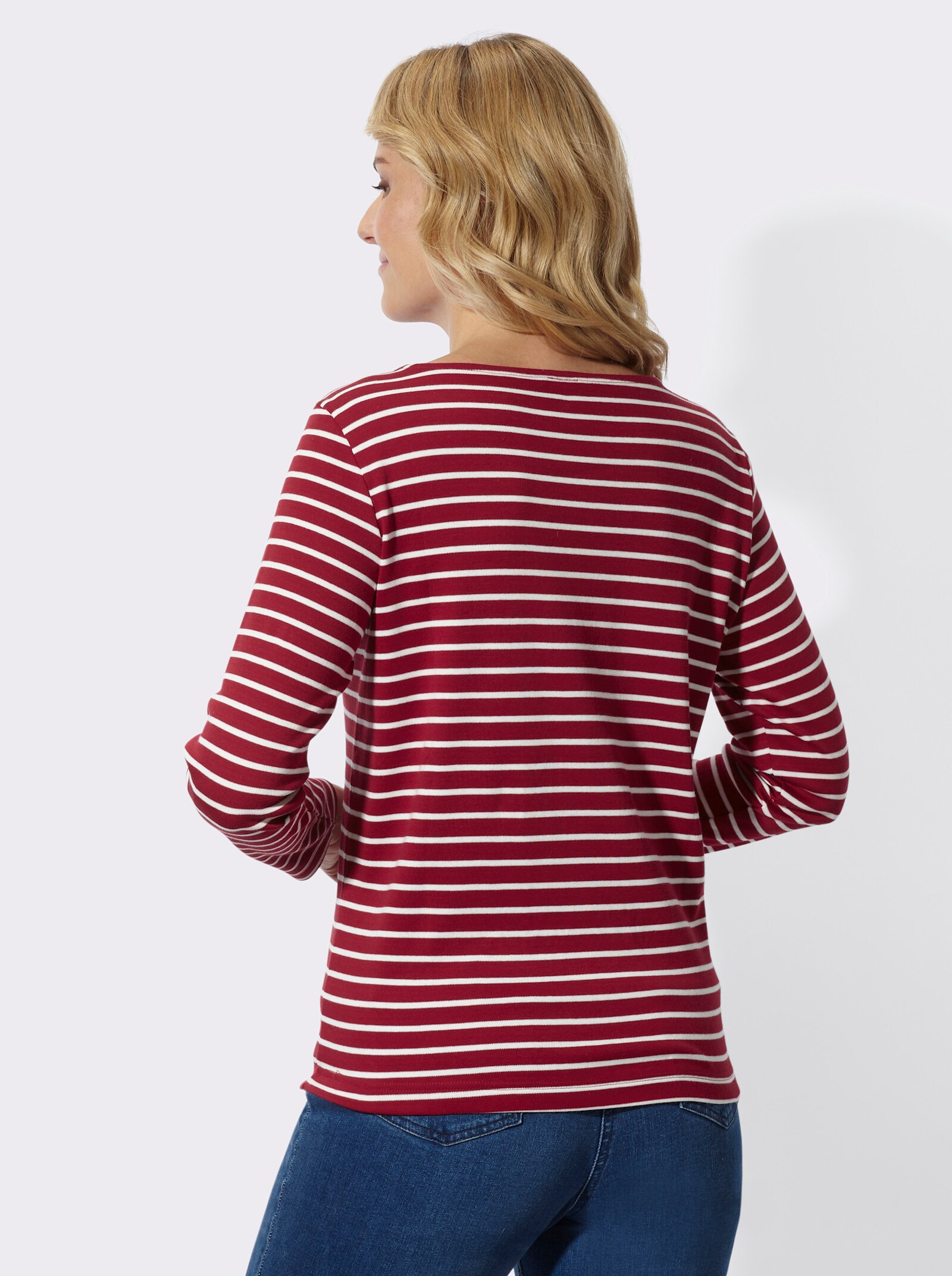 Sweatshirt im Ringel-Dessin - kirsche-ecru-geringelt