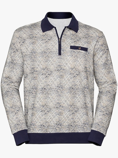 Marco Donati Poloshirt met lange mouwen - blauw geprint