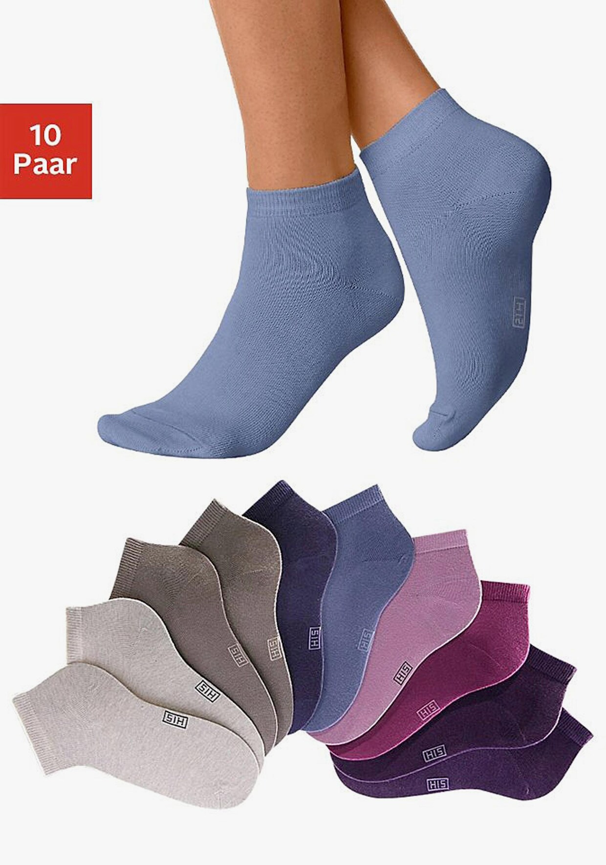 H.I.S Kurzsocken - taupe, beige, pflaume, jeans, lila, altrosa, pink