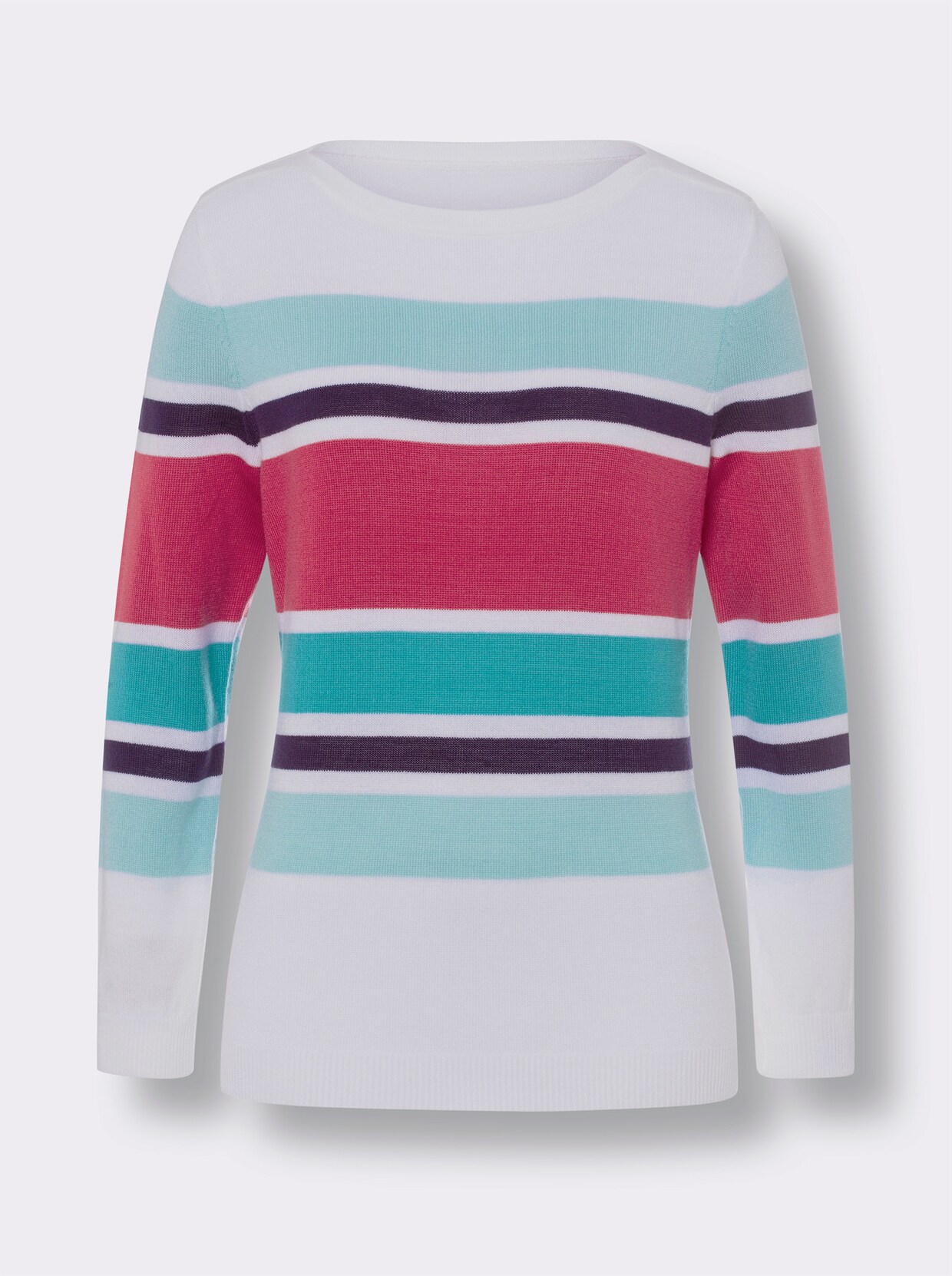 Gestreepte pullover - wit/turquoise gestreept