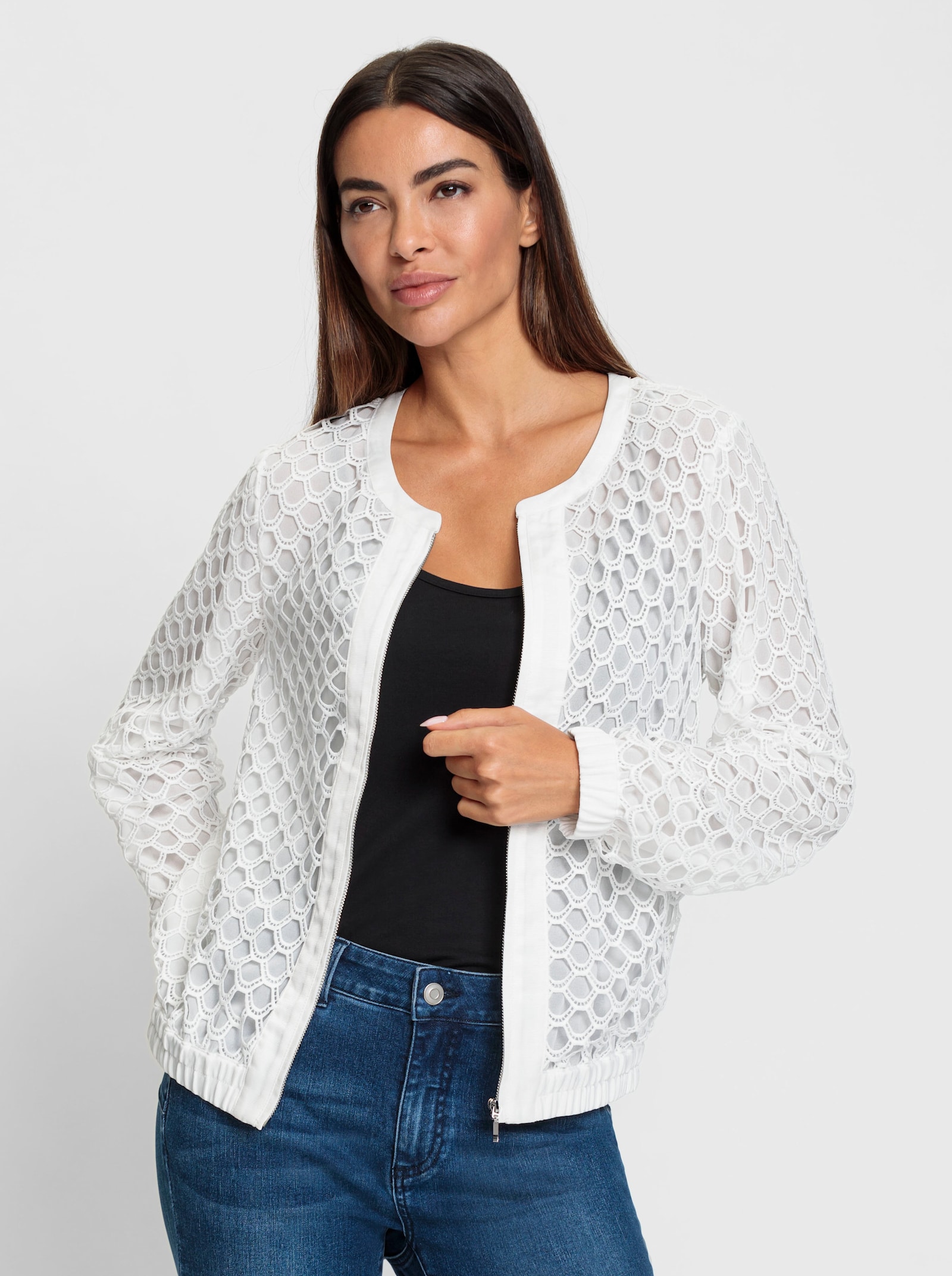 heine Blousonjacke mit leichter Transparenz - weiß