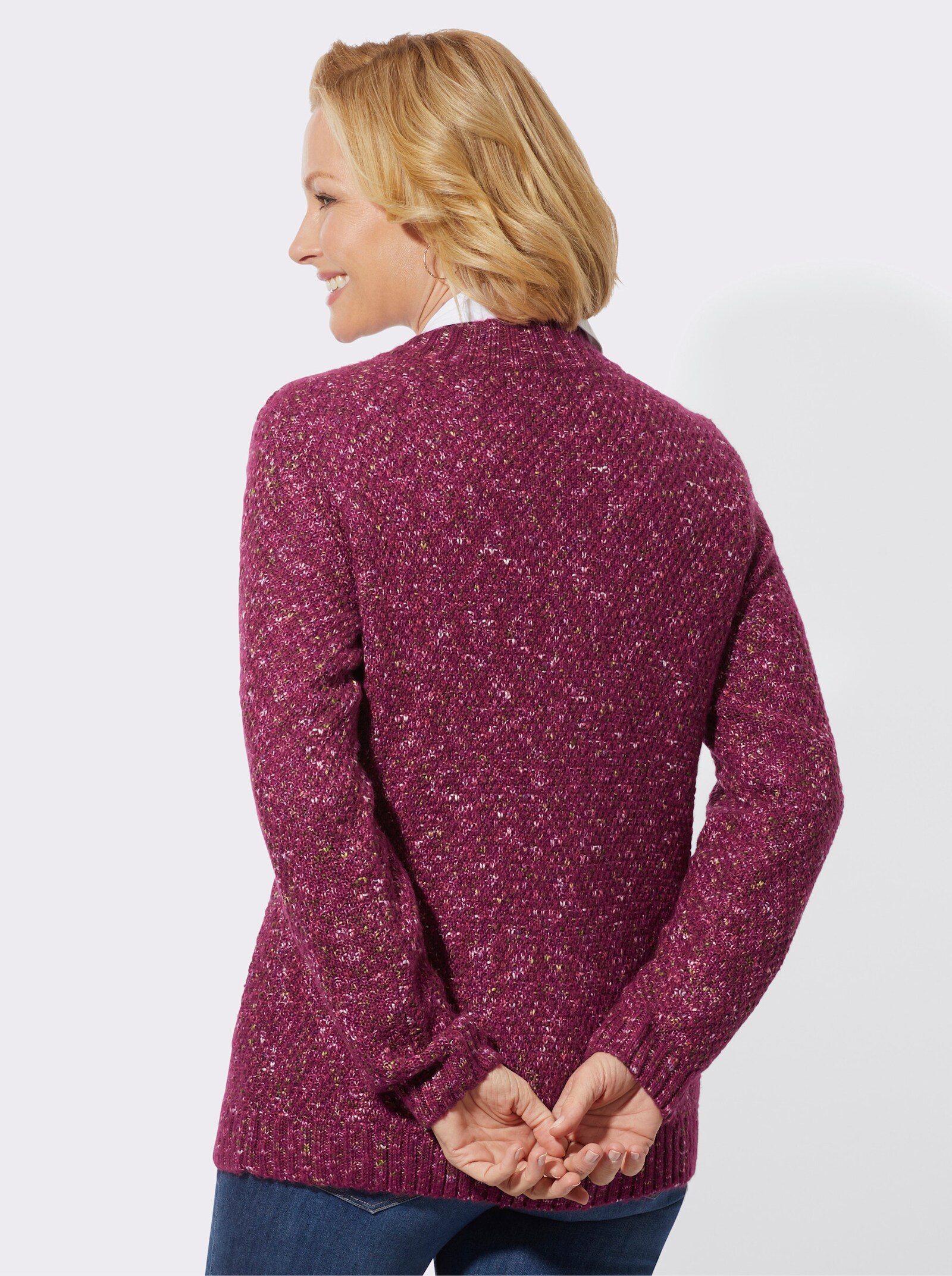 Strickjacke in Melange-Qualität - malve-meliert