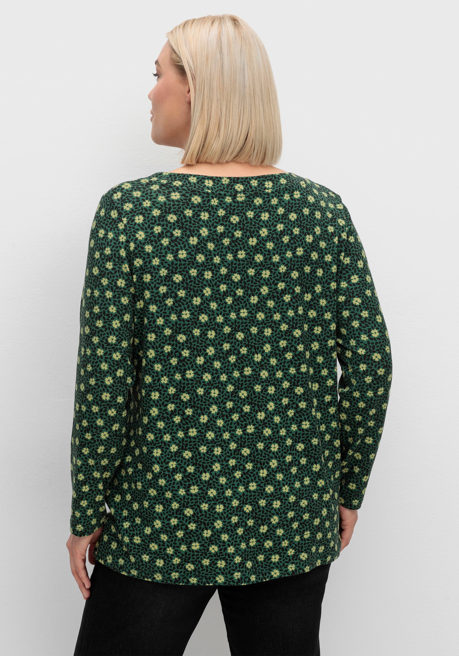 Tunikashirt in A-Form - moos-schilf-bedruckt