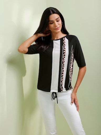 heine Rundhalsshirt mit Print - ecru-schwarz-bedruckt