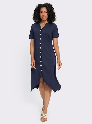 A-Linien-Kleid mit durchgehender Knopfleiste - marine