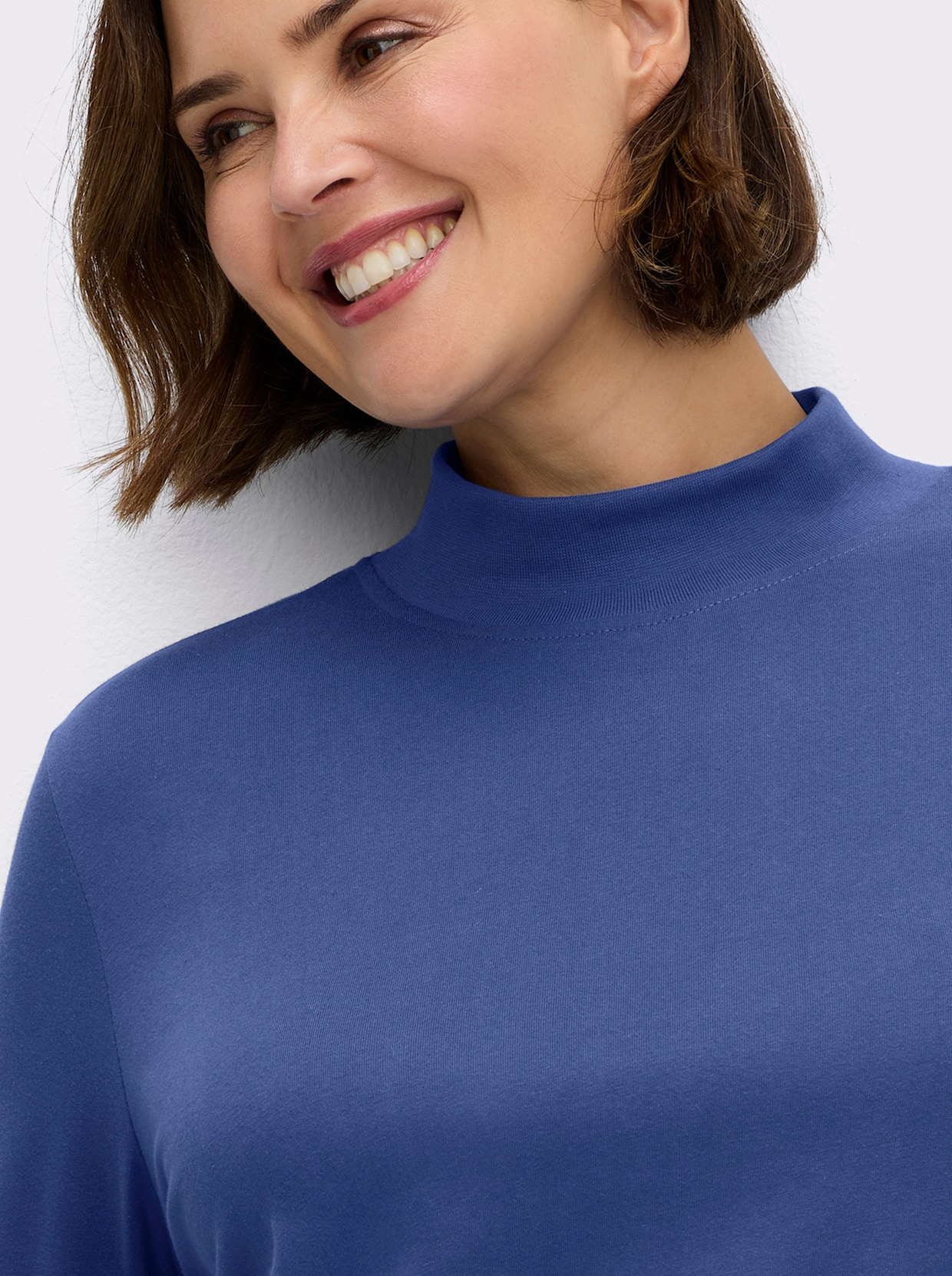 Longshirt mit hohen Seitenschlitzen - royalblau