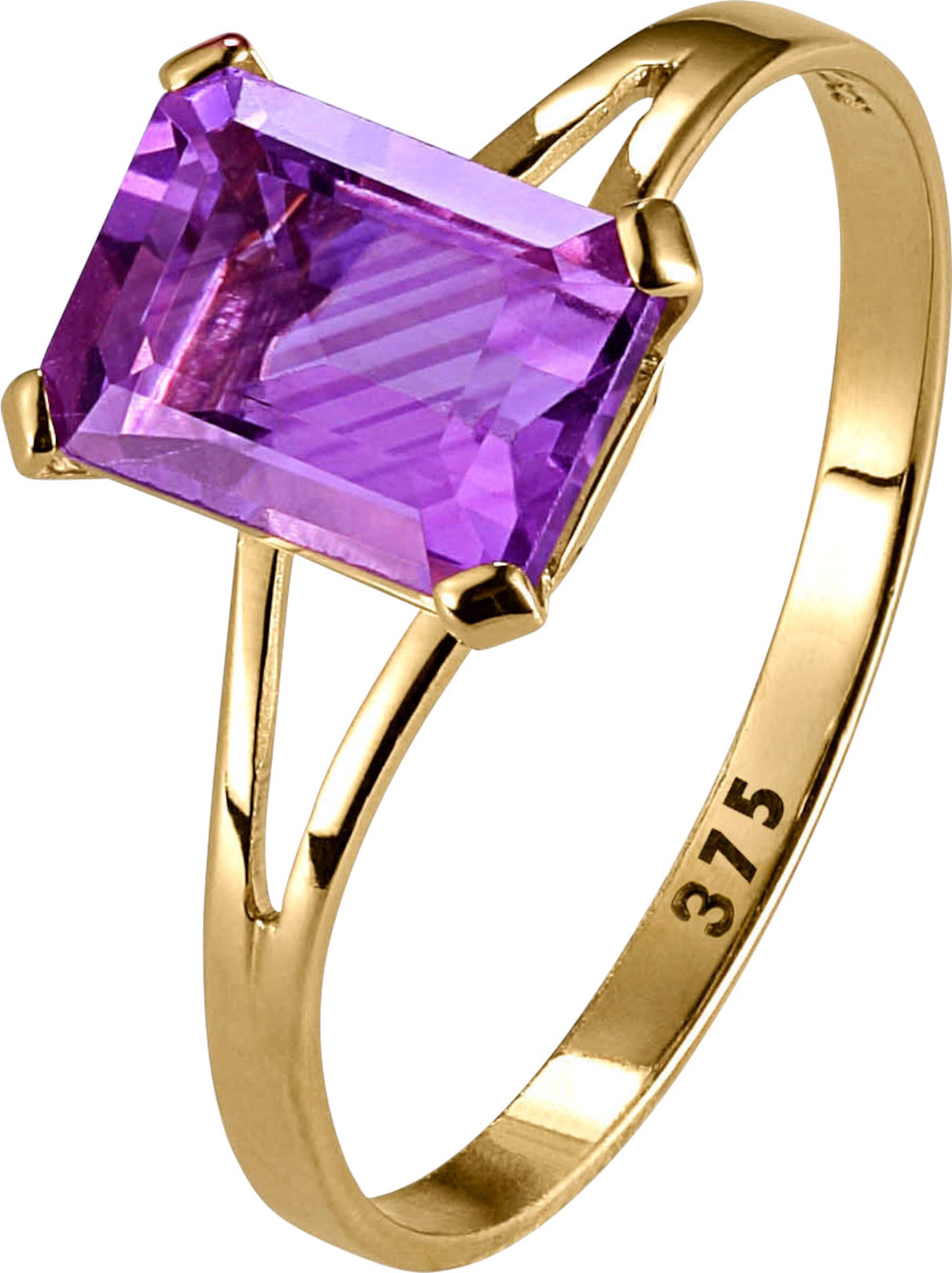 Gel de günstig Kaufen-Ring in Gelbgold 375 von heine. Ring in Gelbgold 375 von heine <![CDATA[Moderner Ring mit Amethyst (1,3ct) im Achteck-Schliff. Aus 375er Gelbgold.]]>. 