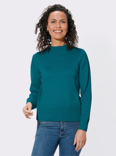 Stehkragenpullover mit Baumwolle - petrol