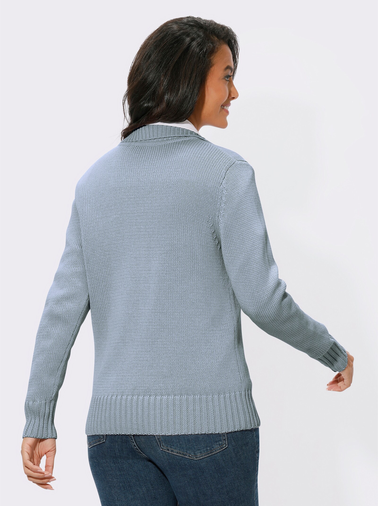 Strickjacke mit 2-Wege-Reißverschluss - eisblau