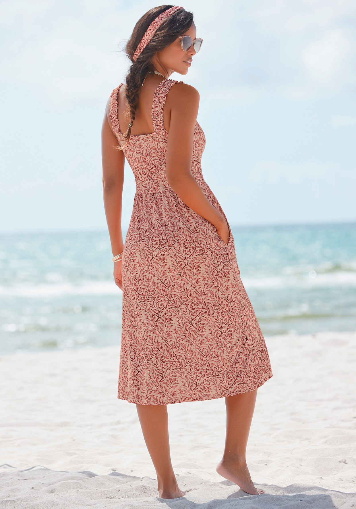 Beachtime Jerseykleid - rot bedruckt