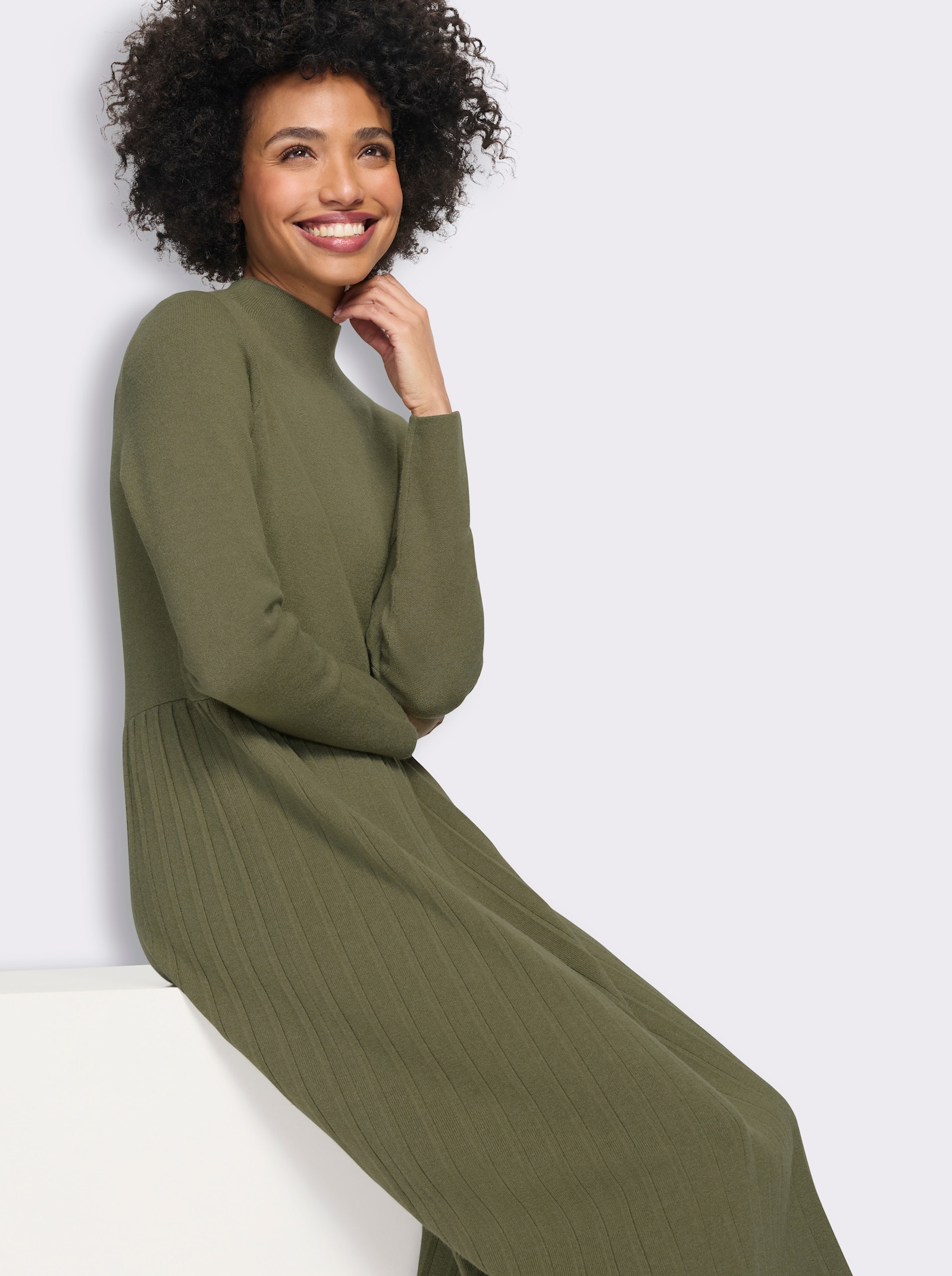 heine Strickkleid in Melange-Optik - khaki-meliert