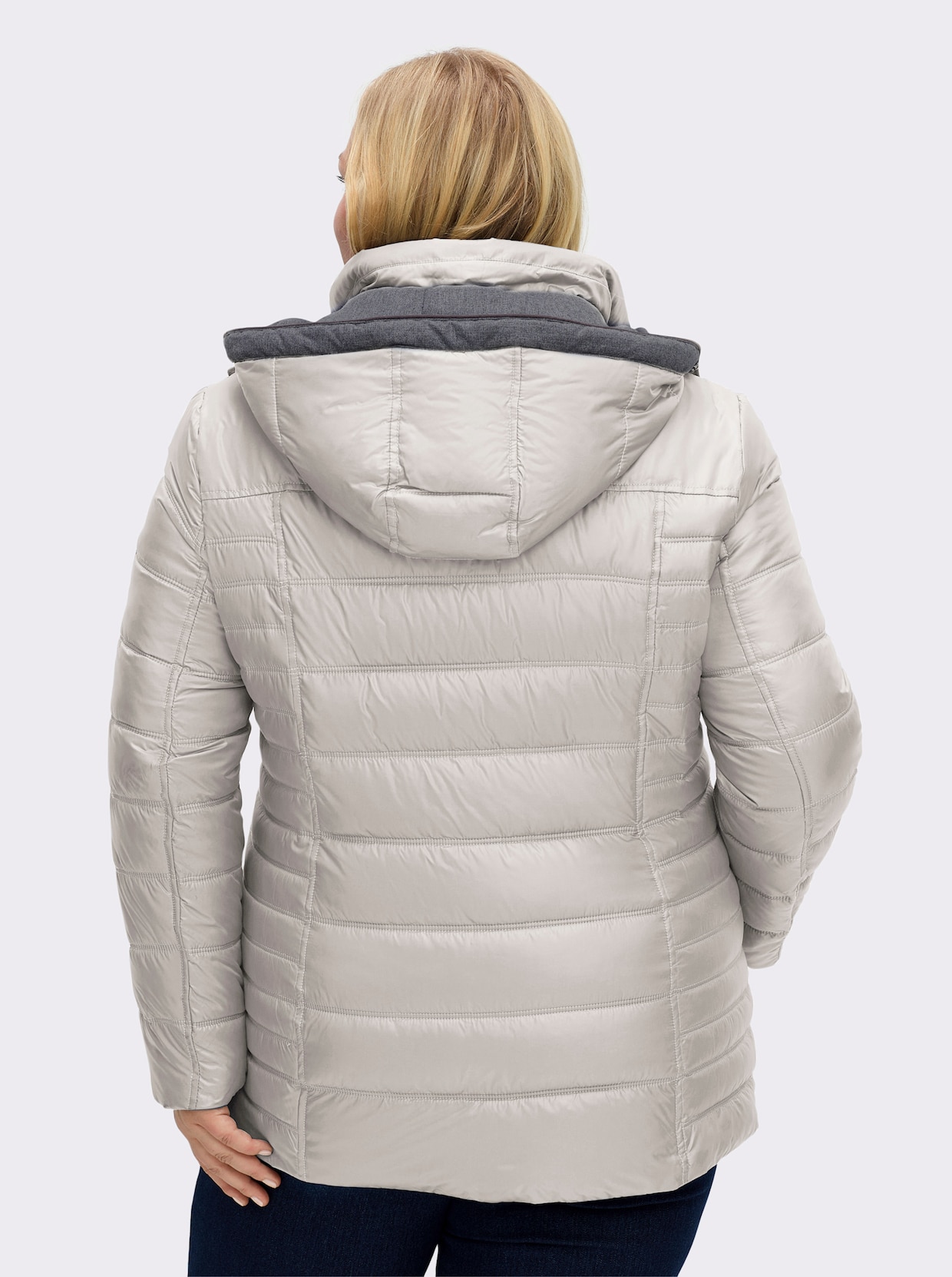 Steppjacke mit abnehmbarer Kapuze - naturstein